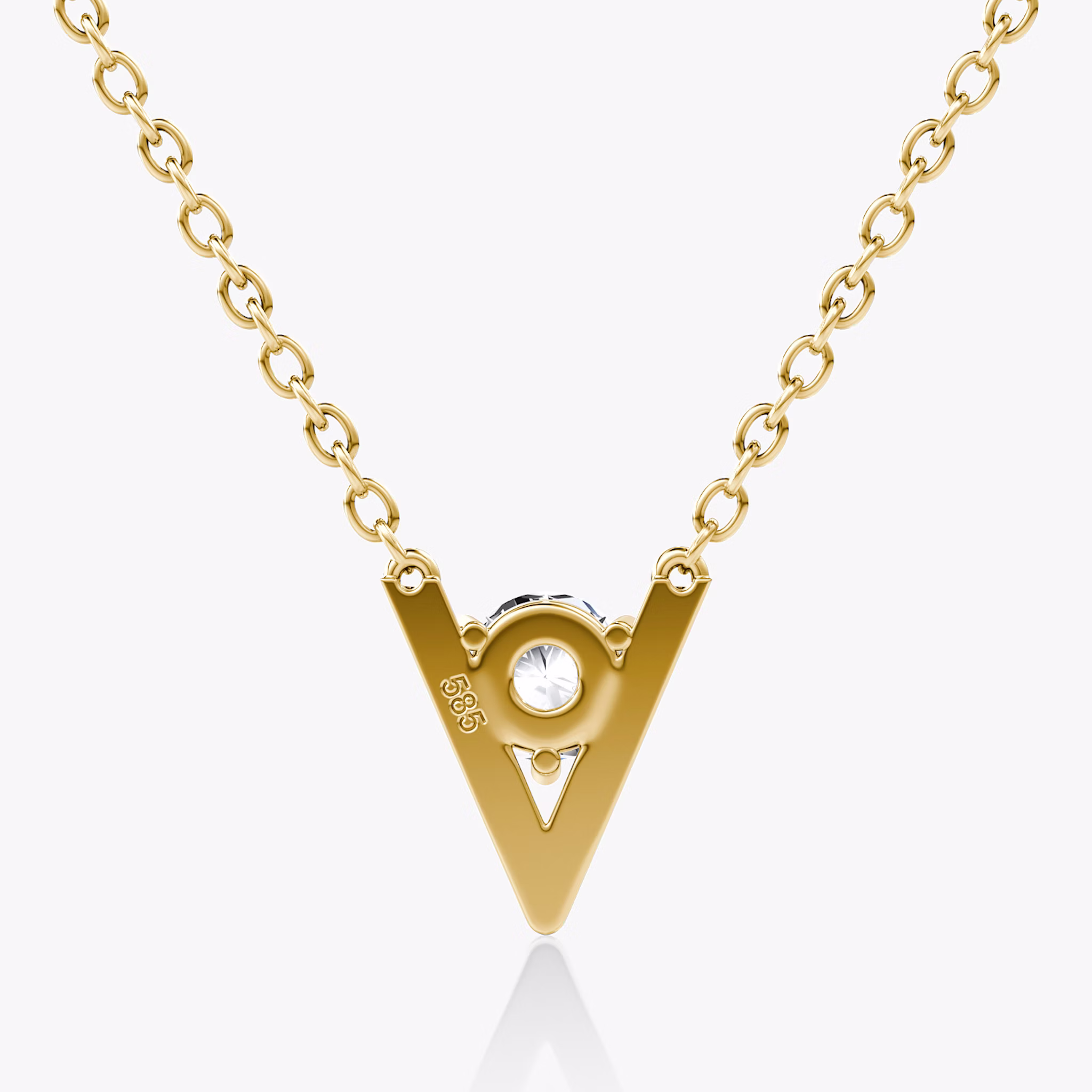 VRAI V Solitaire Necklace | Round Brilliant | 14k | Yellow Gold | caratWeight: 0.25ct