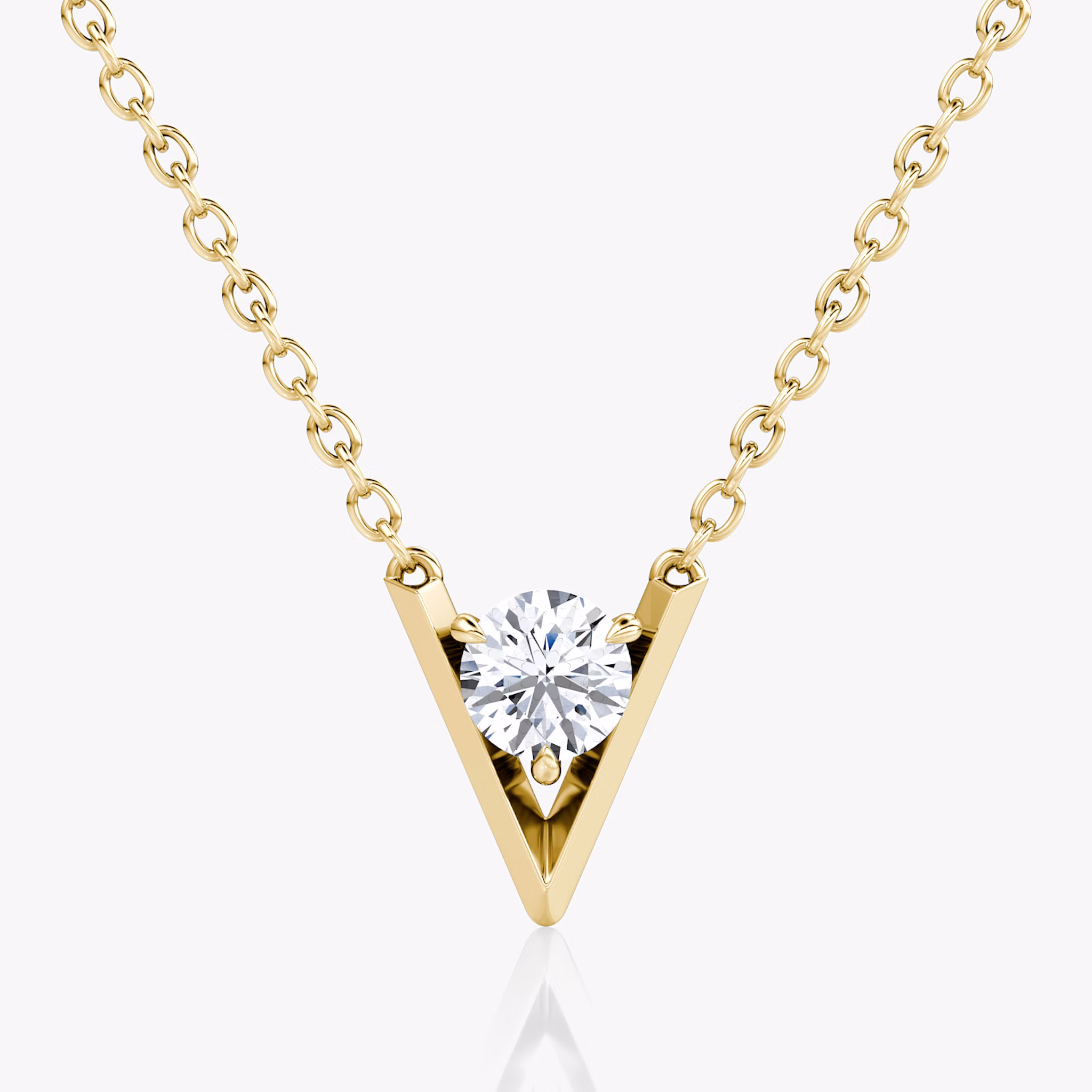 VRAI V Solitaire Necklace | Round Brilliant | 14k | Yellow Gold | caratWeight: 0.25ct