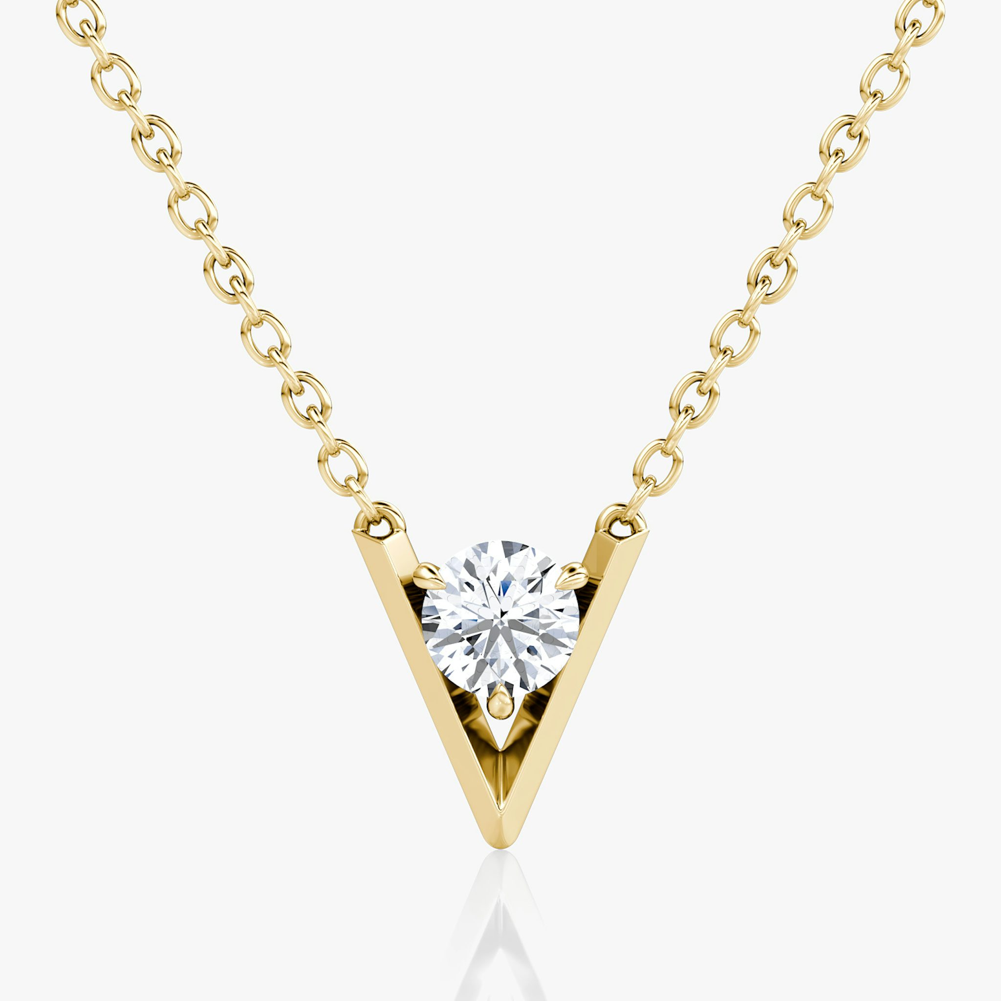 VRAI V Solitaire Necklace | Round Brilliant | 14k | Yellow Gold | caratWeight: 0.25ct