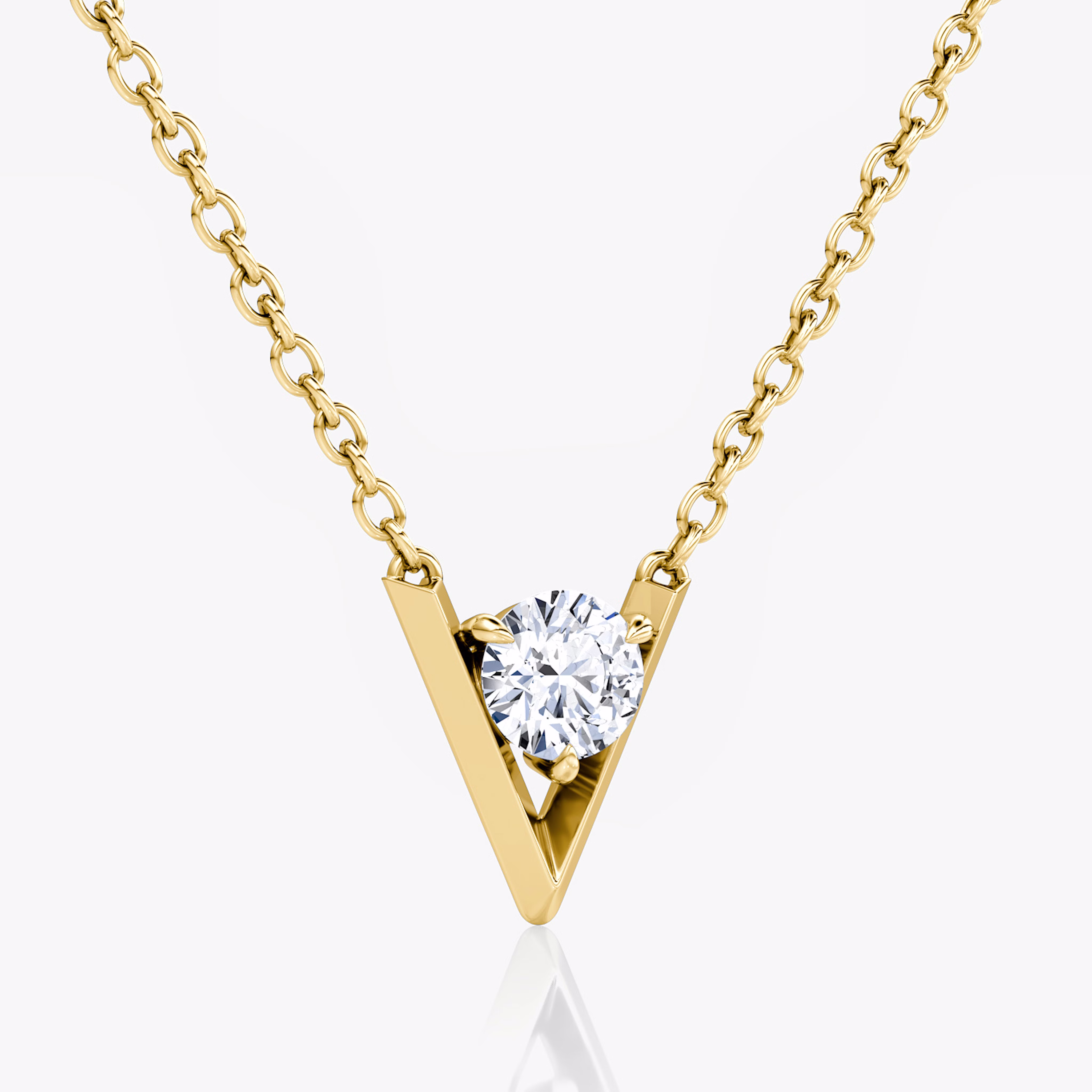 V Round Brilliant Diamond Solitaire Necklace