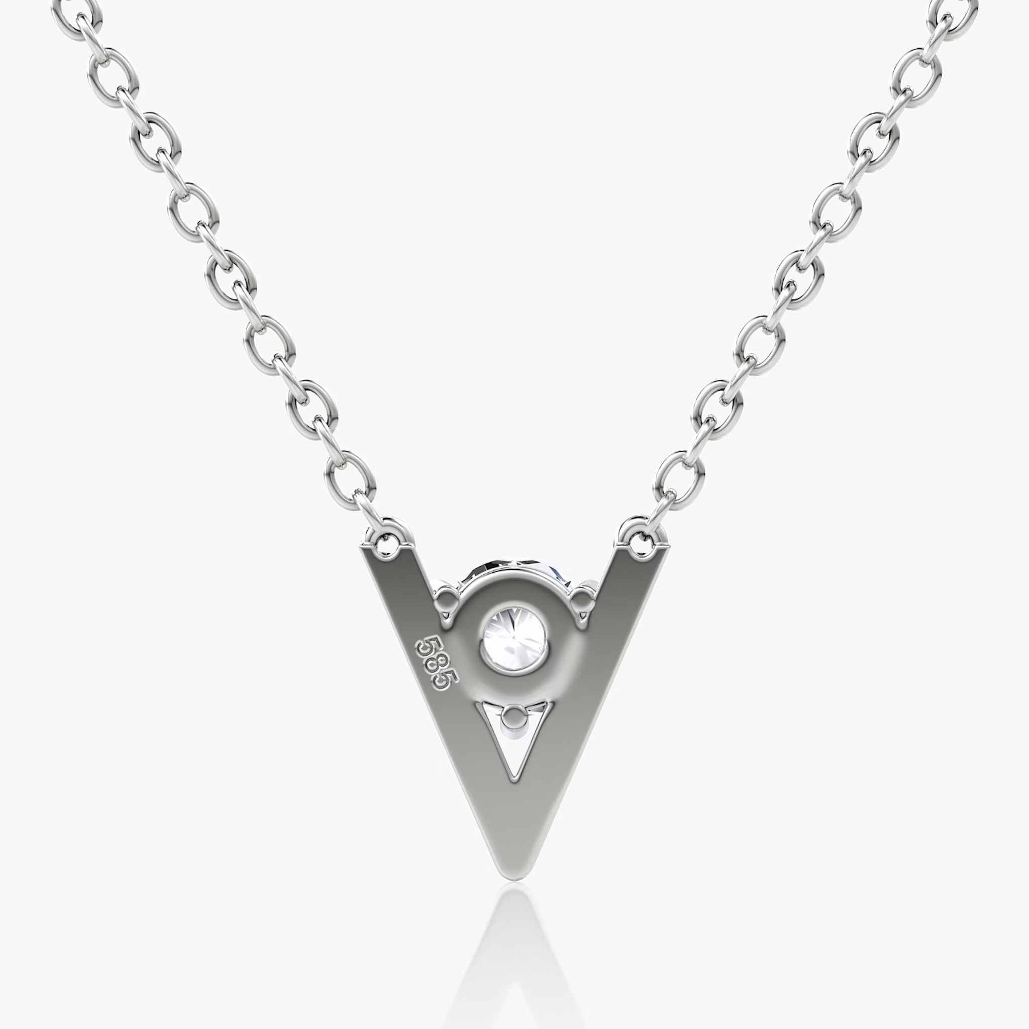 VRAI V Solitaire Necklace | Round Brilliant | 14k | White Gold | caratWeight: 0.25ct
