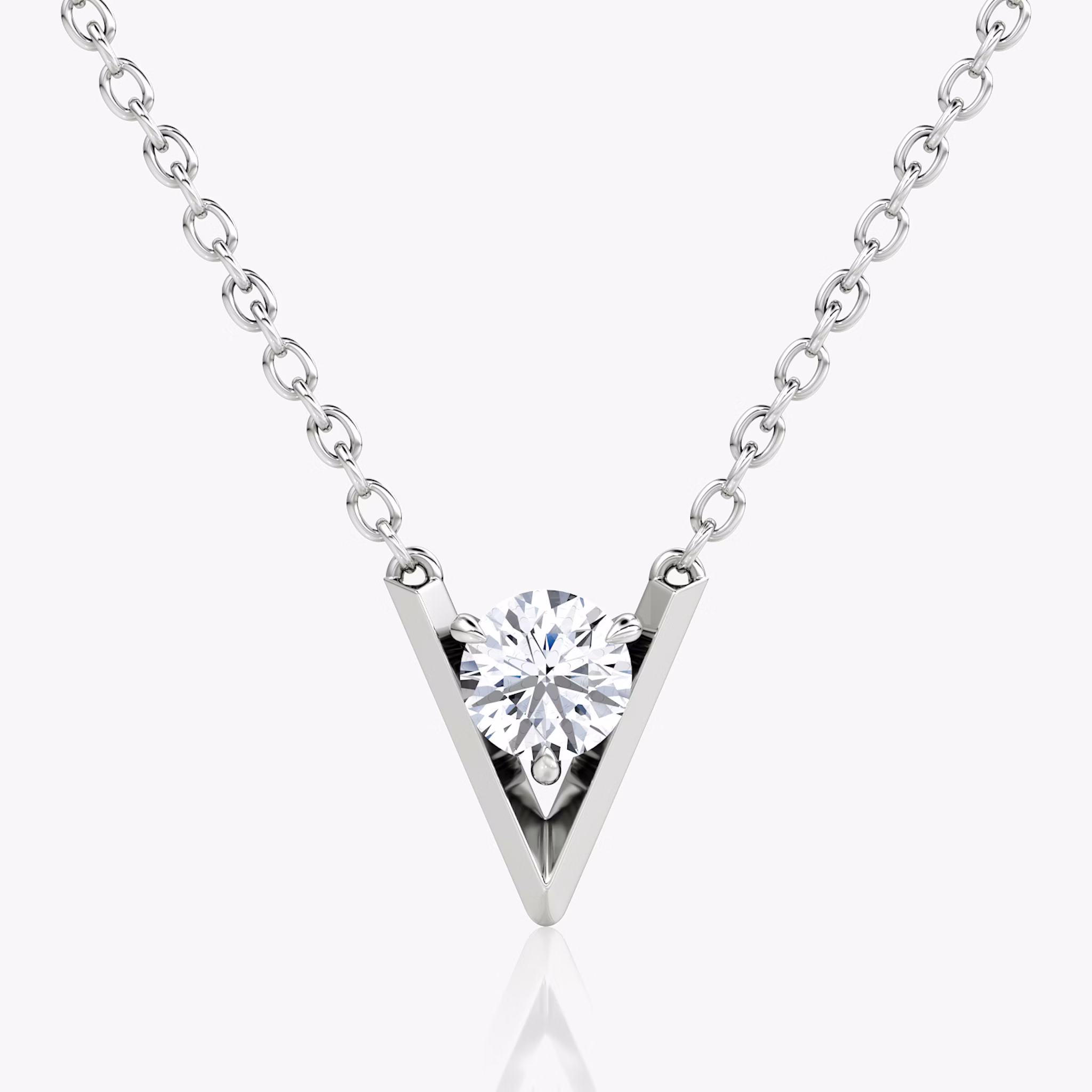 VRAI V Solitaire Necklace | Round Brilliant | 14k | White Gold | caratWeight: 0.25ct