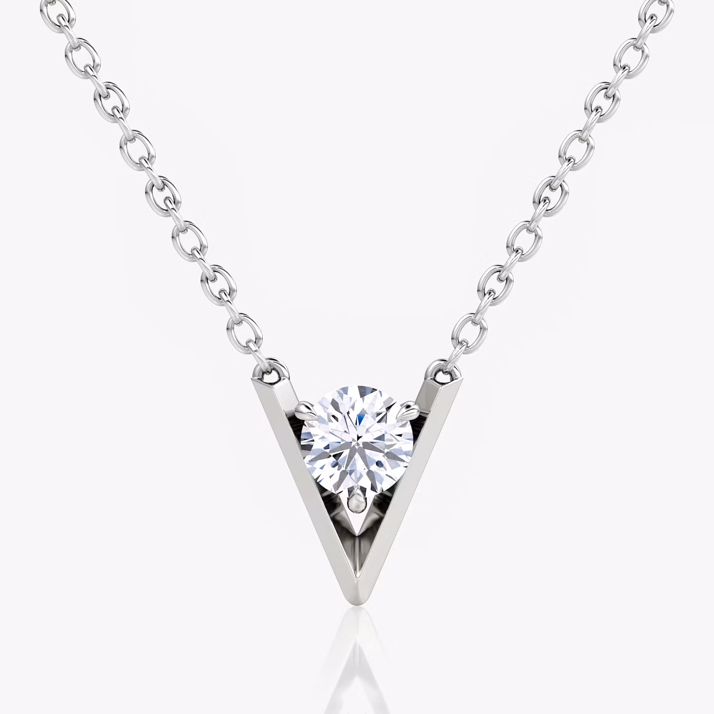 VRAI V Solitaire Necklace Round Brilliant | Sterling Silver