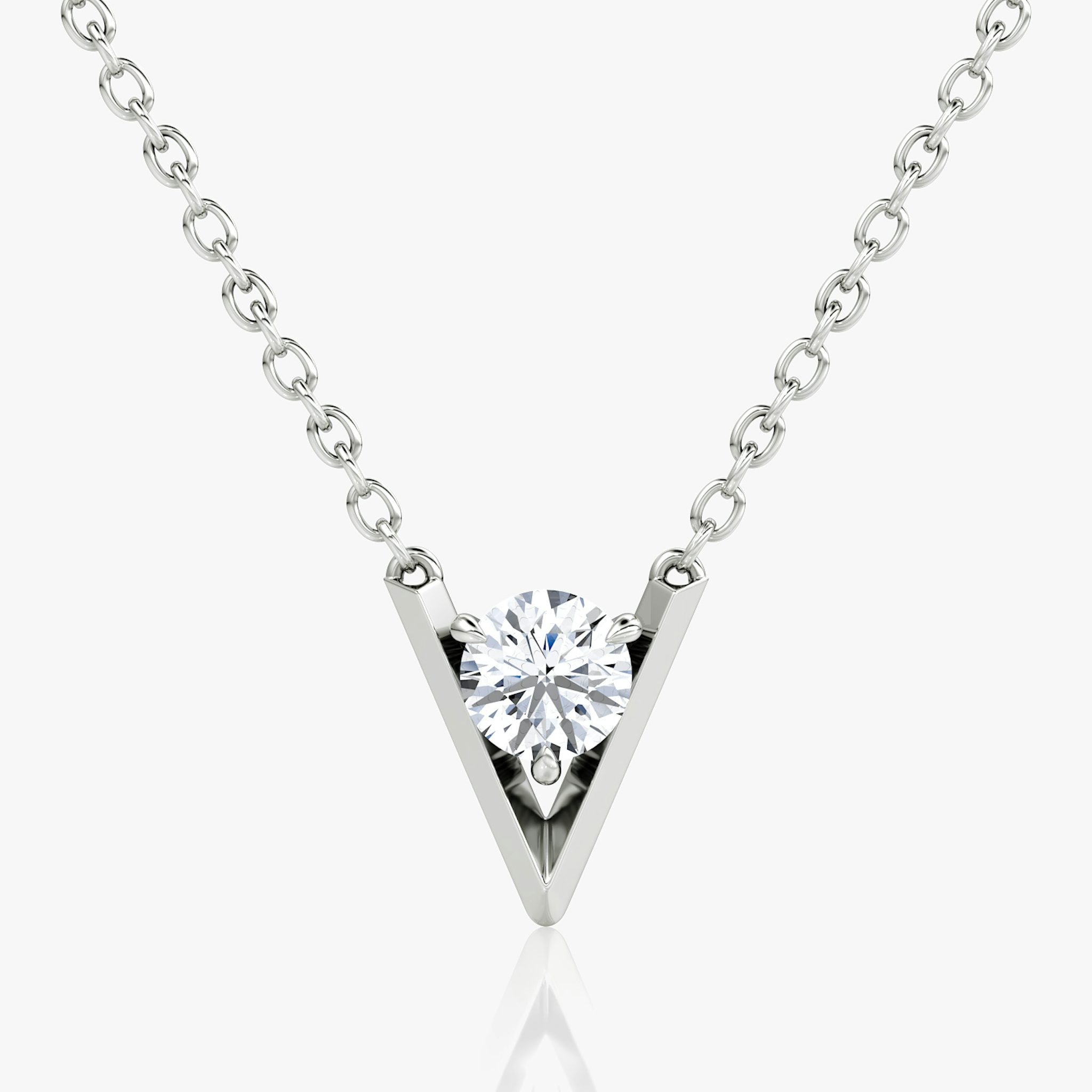 VRAI V Solitaire Necklace | Round Brilliant | 14k | White Gold | caratWeight: 0.25ct