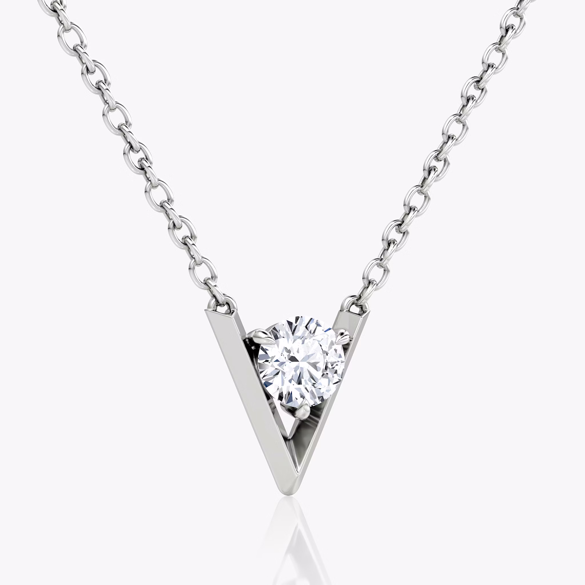 VRAI V Solitaire Necklace | Round Brilliant | 14k | White Gold | caratWeight: 0.25ct