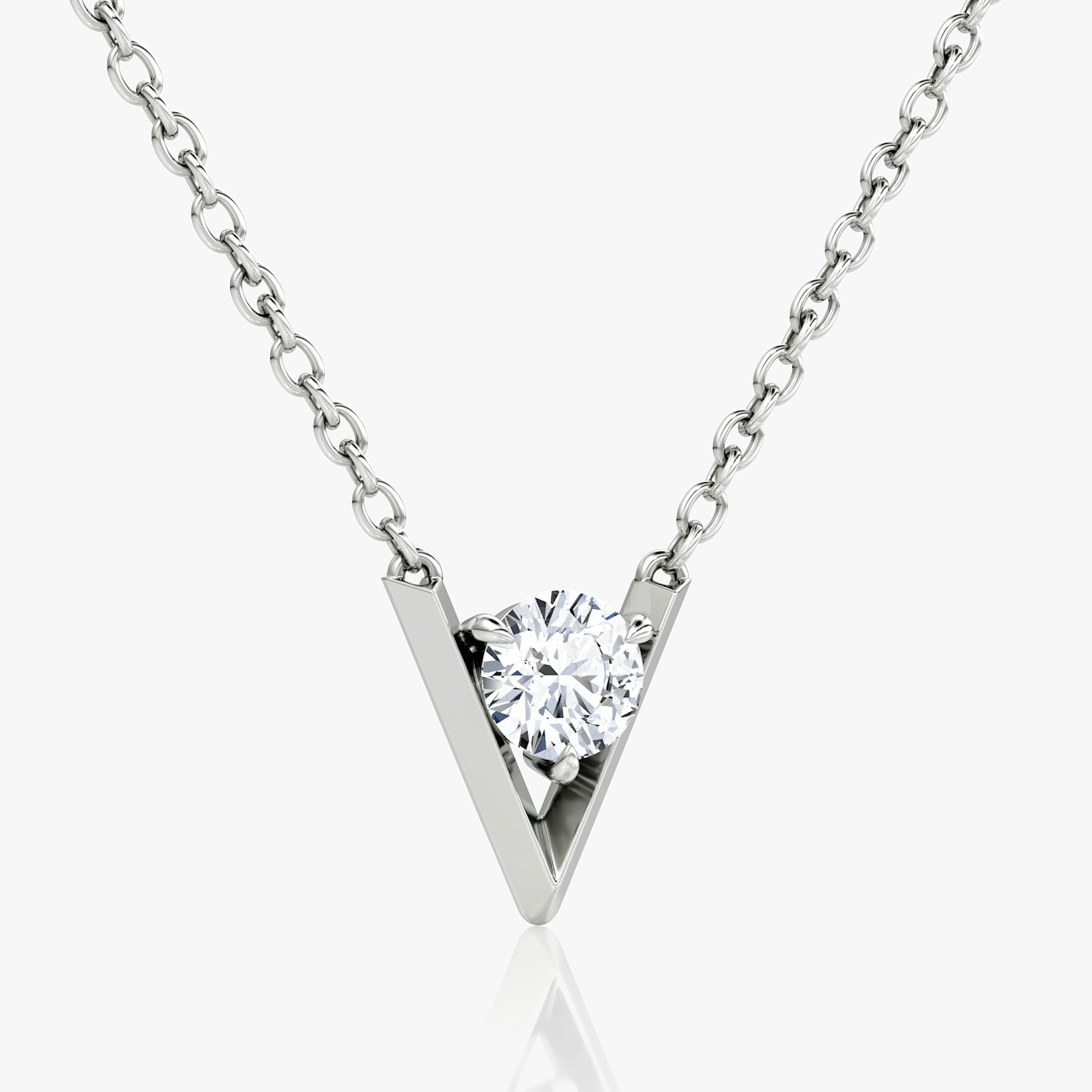 VRAI V Solitaire Necklace | Round Brilliant | 14k | White Gold | caratWeight: 0.25ct
