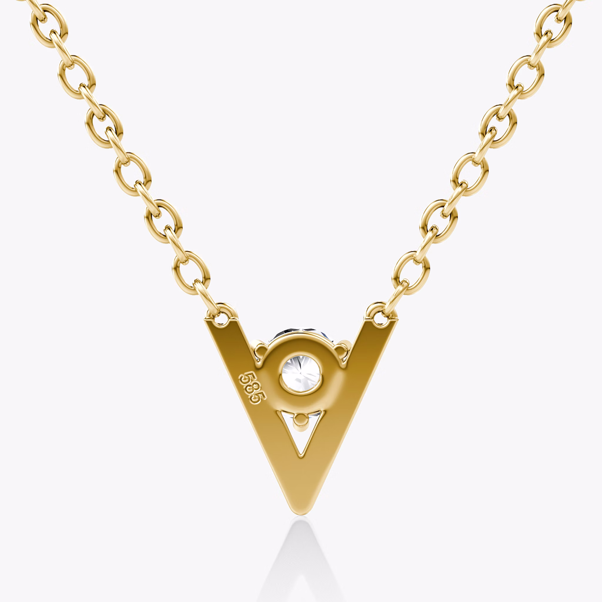 VRAI V Solitaire Necklace | Round Brilliant | 14k | Yellow Gold | caratWeight: 0.10ct