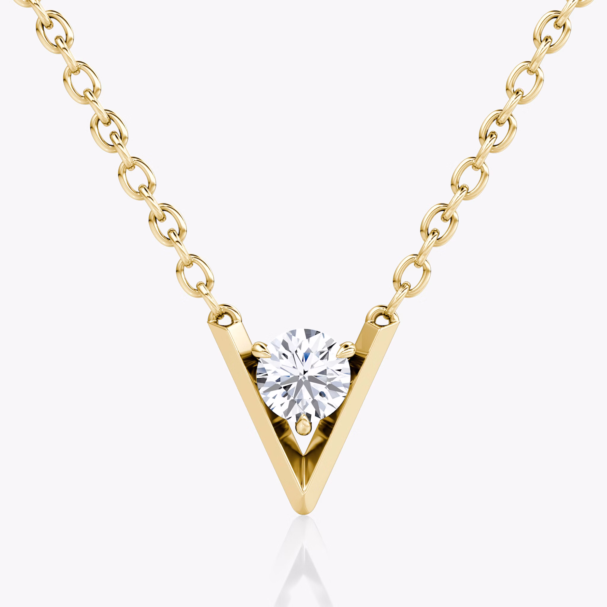 VRAI V Solitaire Necklace | Round Brilliant | 14k | Yellow Gold | caratWeight: 0.10ct