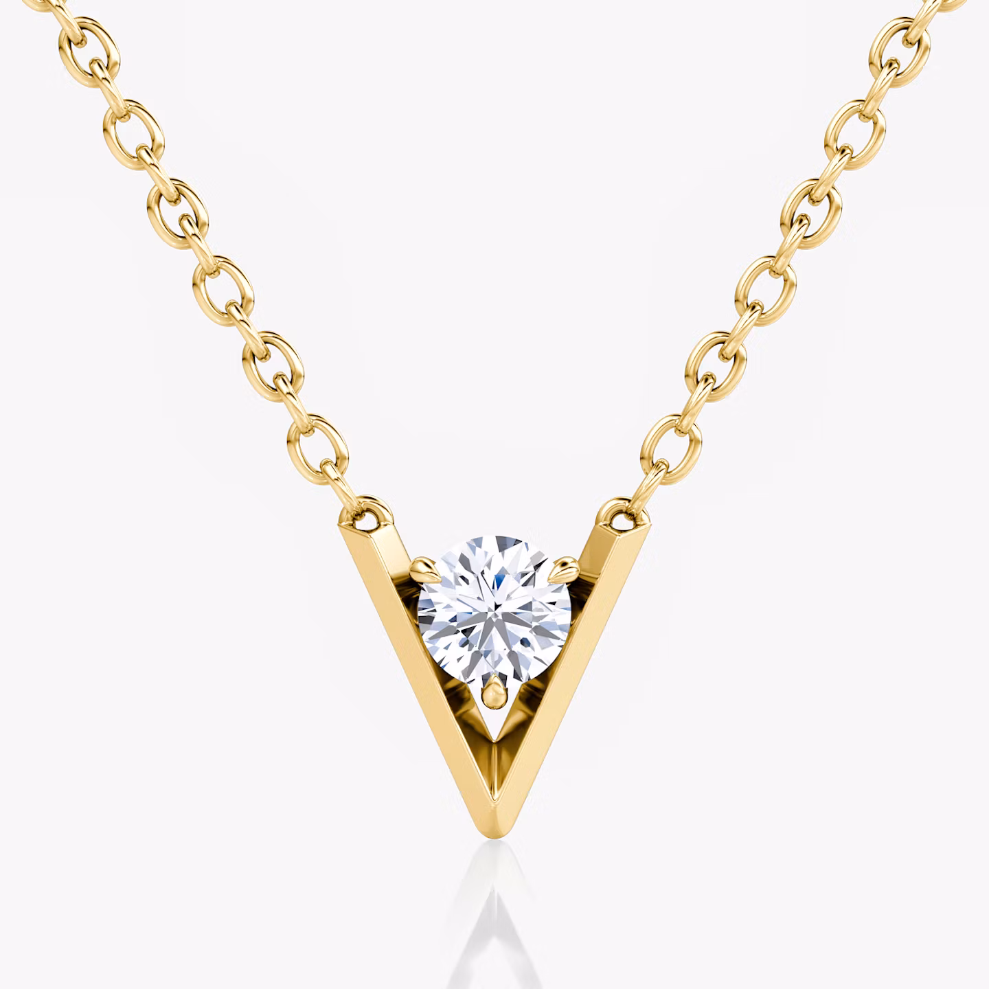 VRAI V Solitaire Necklace Round Brilliant | Yellow Gold
