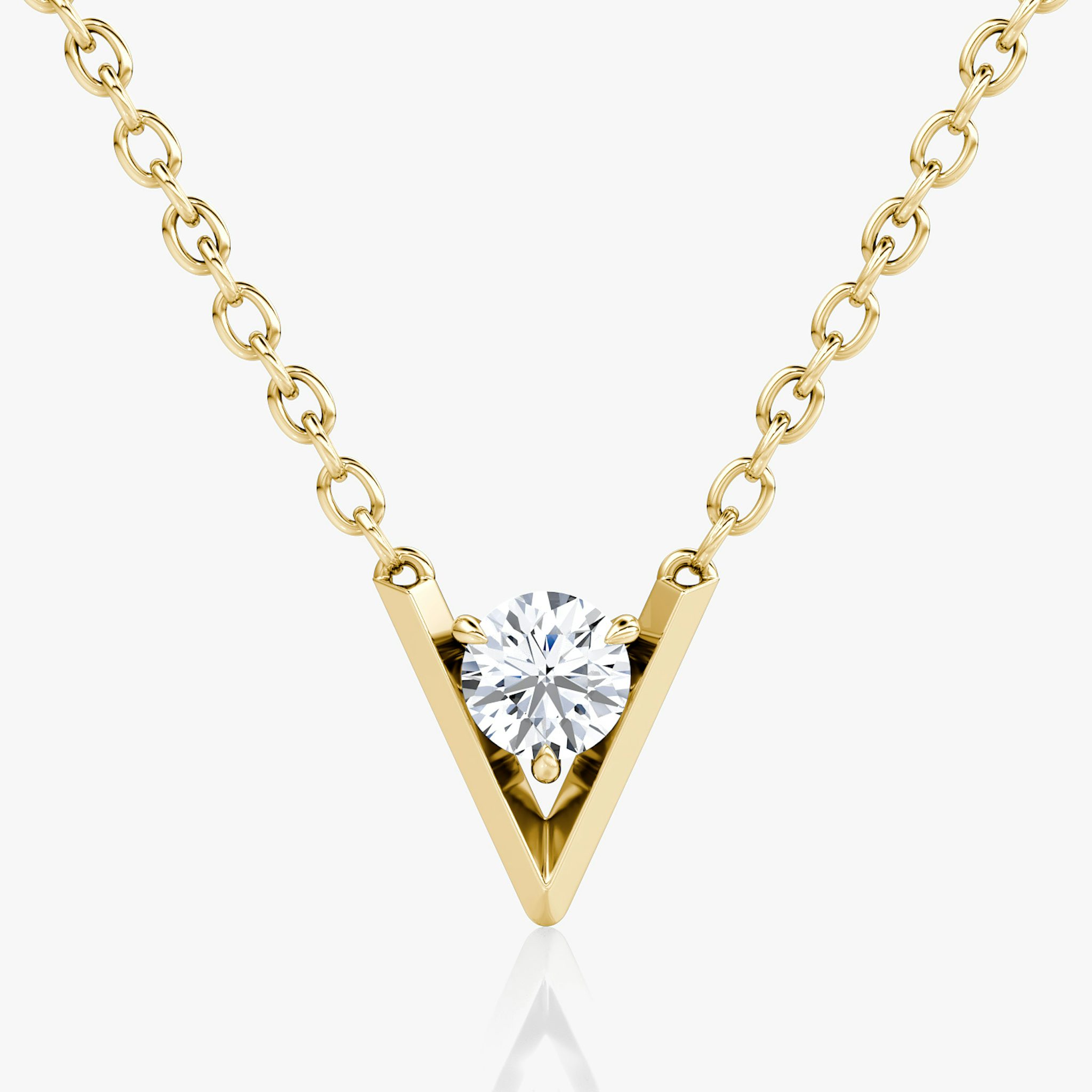 VRAI V Solitaire Necklace | Round Brilliant | 14k | Yellow Gold | caratWeight: 0.10ct