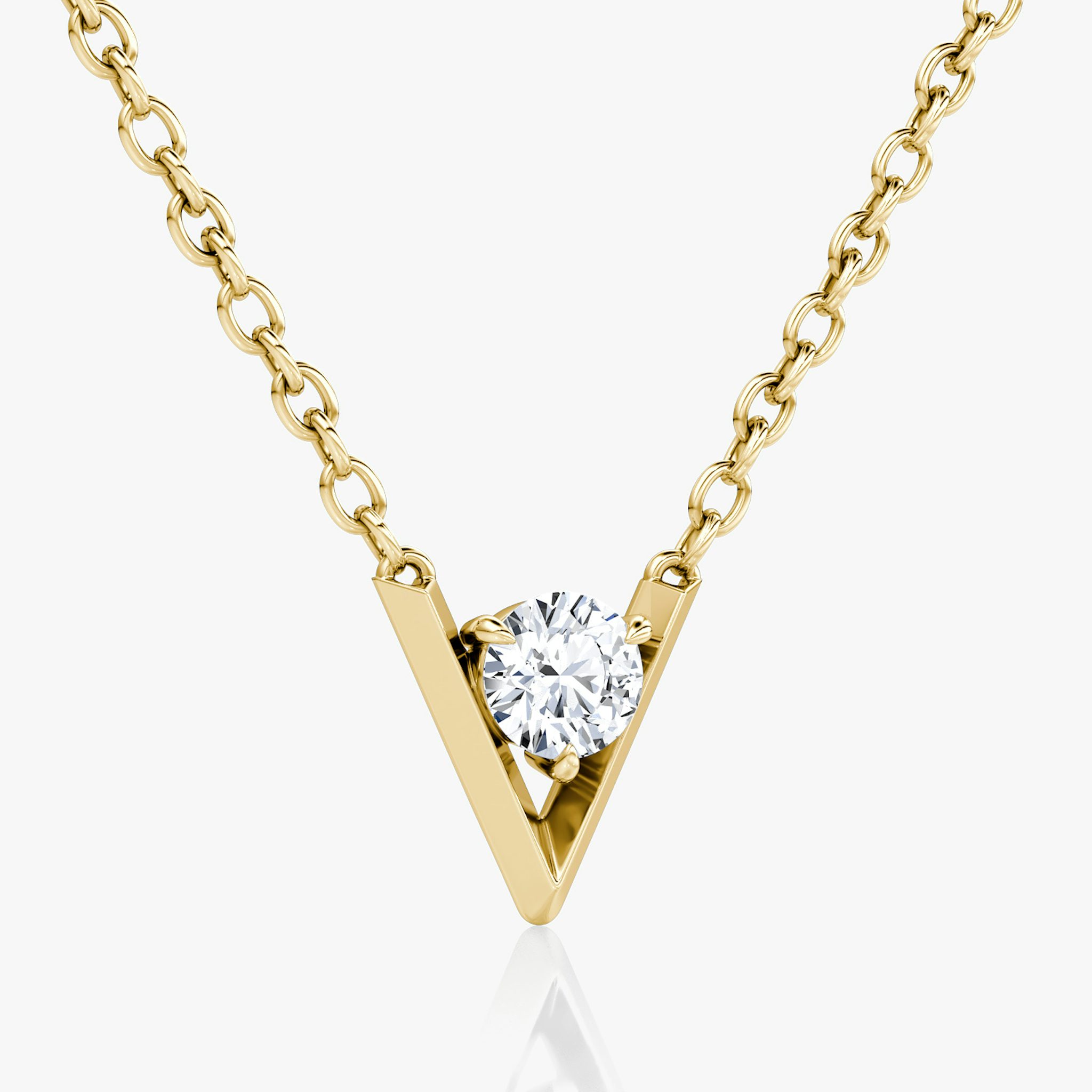 VRAI V Solitaire Necklace | Round Brilliant | 14k | Yellow Gold | caratWeight: 0.10ct