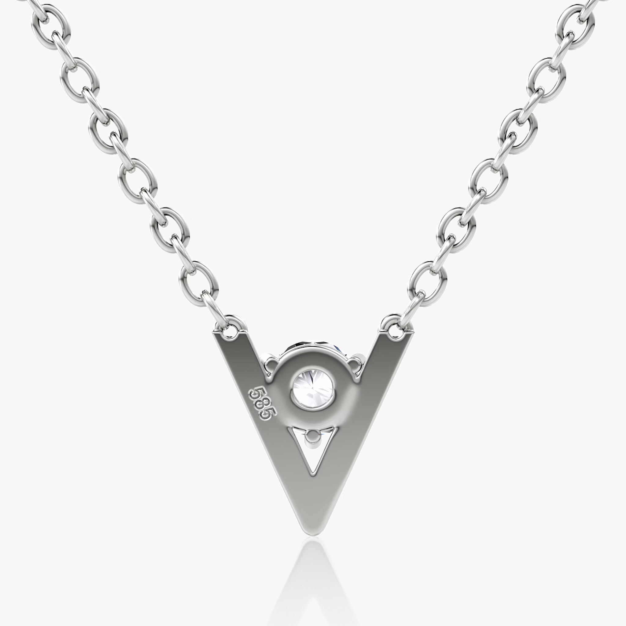 VRAI V Solitaire Necklace | Round Brilliant | 14k | White Gold | caratWeight: 0.10ct