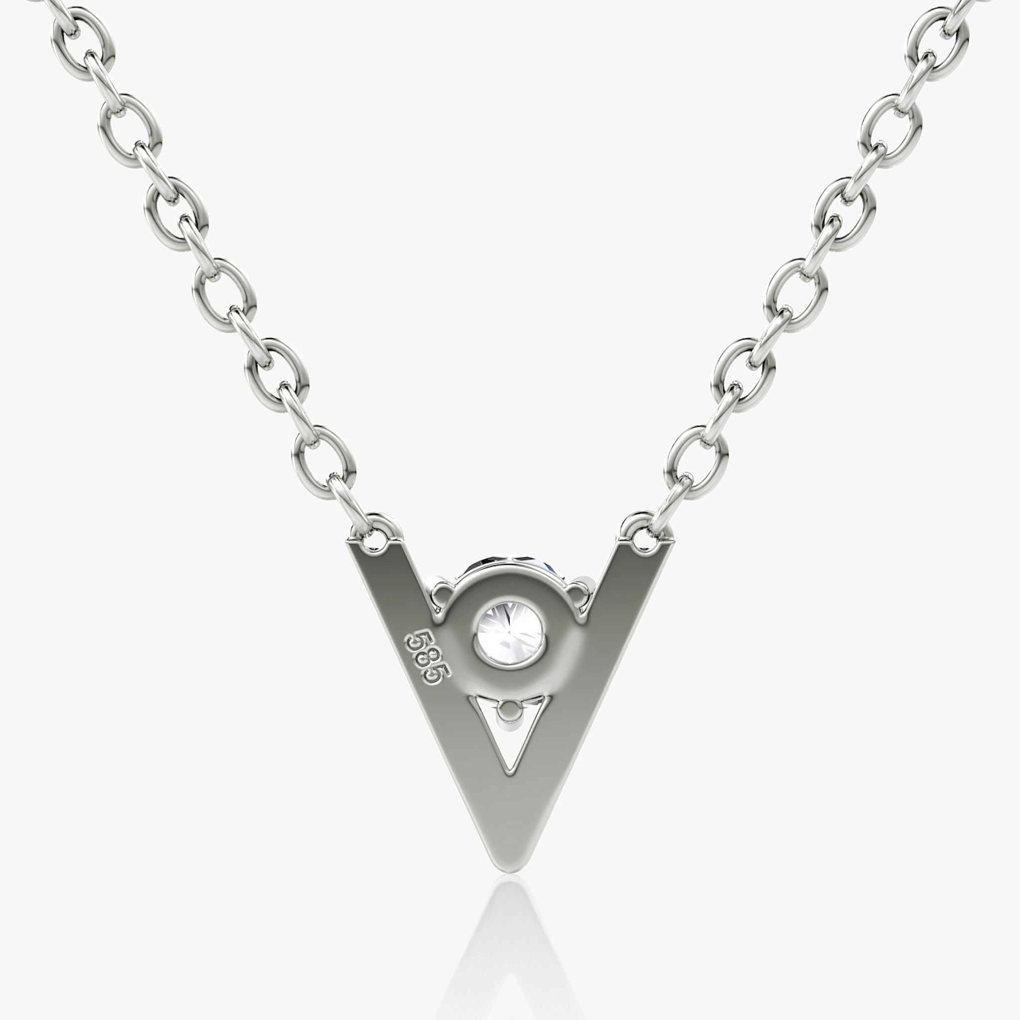 VRAI V Solitaire Necklace | Round Brilliant | 14k | White Gold | caratWeight: 0.10ct