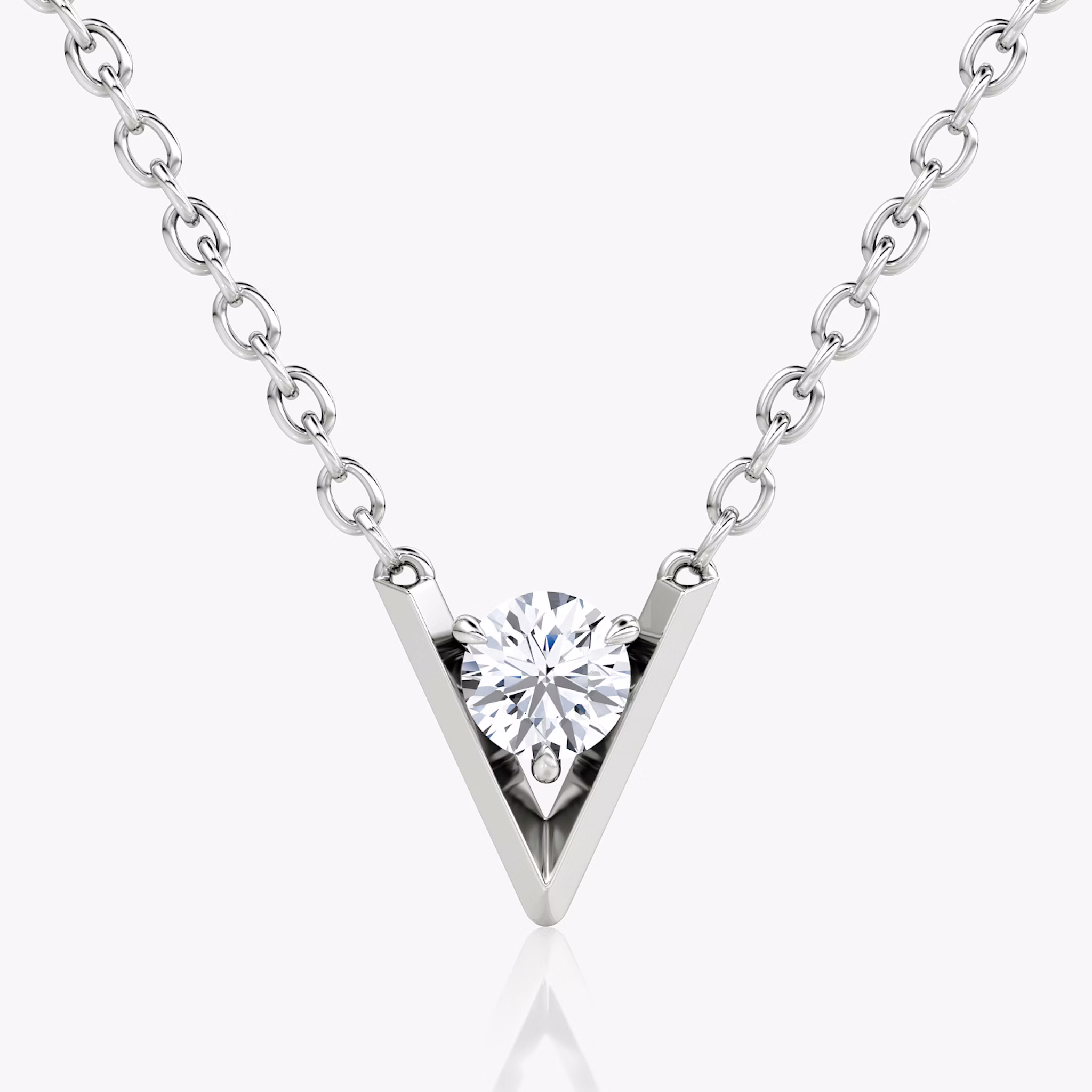 VRAI V Solitaire Necklace | Round Brilliant | 14k | White Gold | caratWeight: 0.10ct