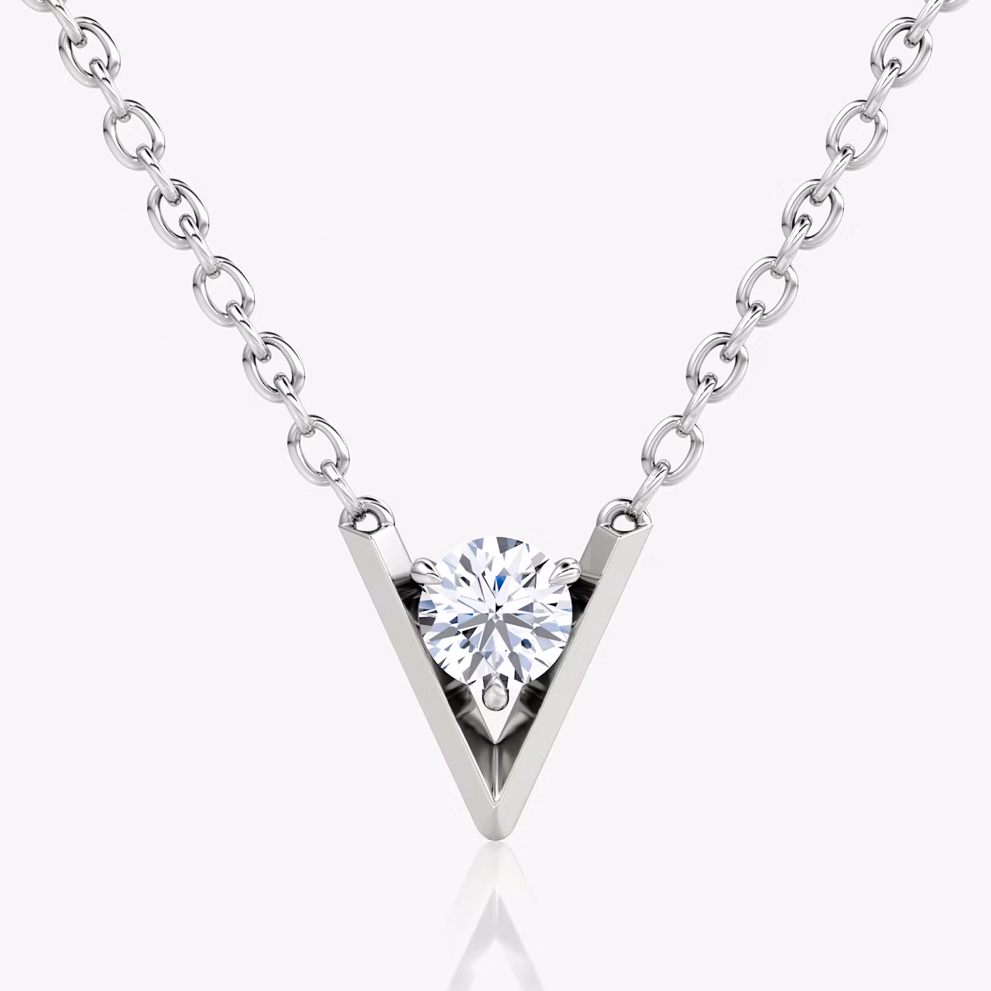 VRAI V Solitaire Necklace Round Brilliant | White Gold