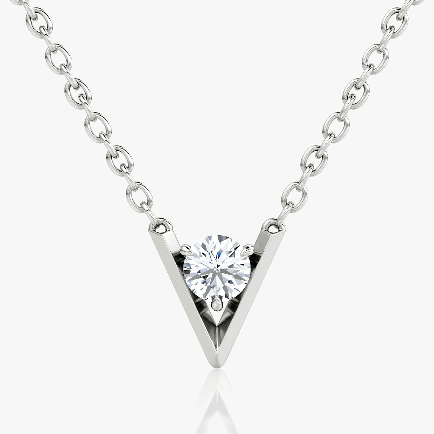 VRAI V Solitaire Necklace | Round Brilliant | Sterling Silver | caratWeight: 0.10ct