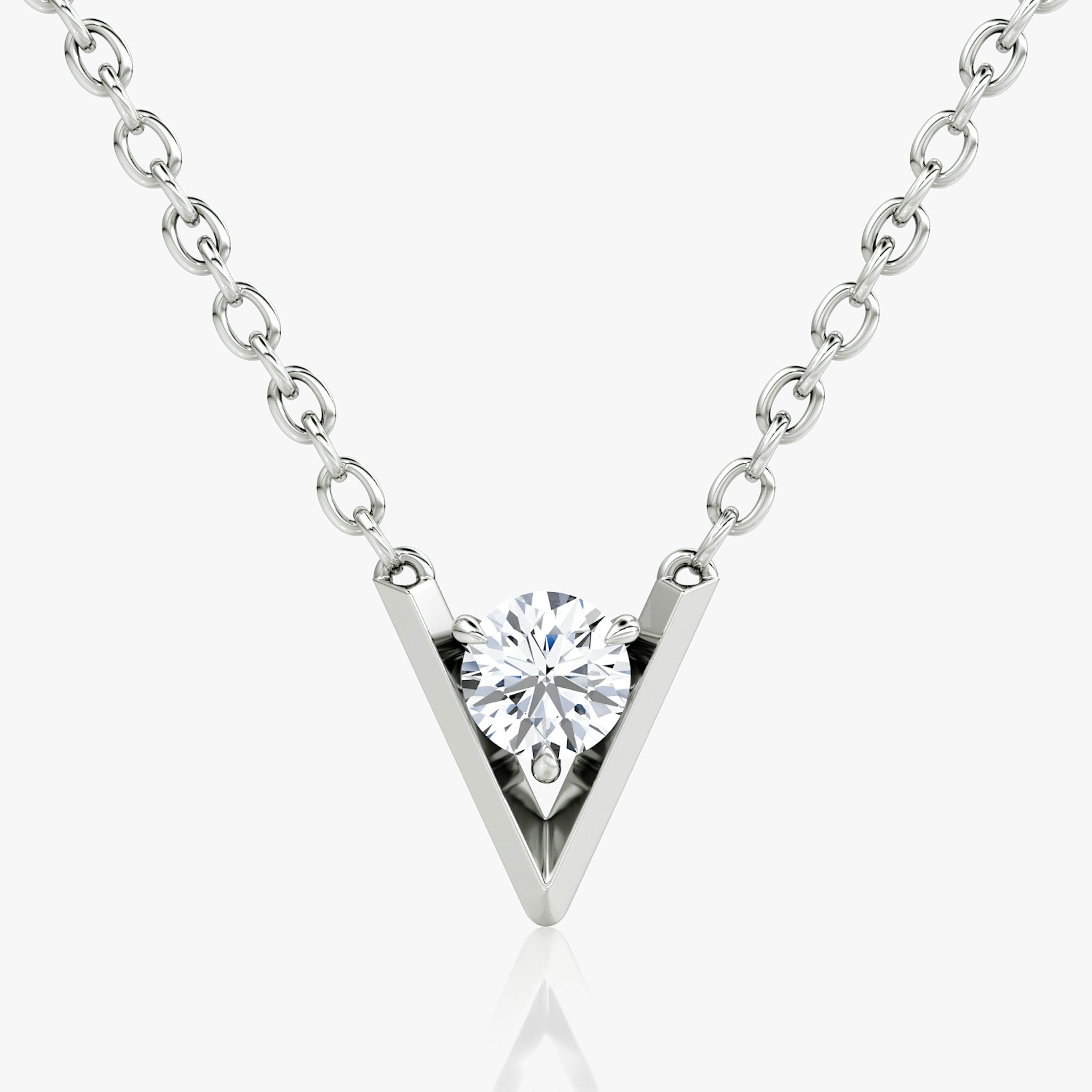 VRAI V Solitaire Necklace | Round Brilliant | 14k | White Gold | caratWeight: 0.10ct