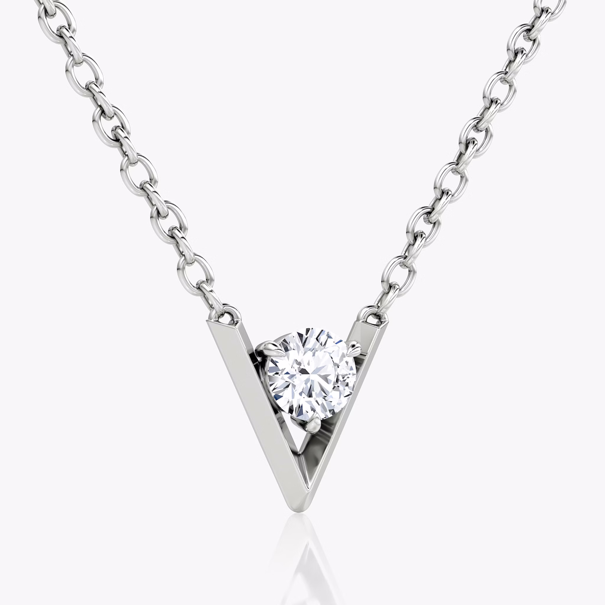 VRAI V Solitaire Necklace | Round Brilliant | 14k | White Gold | caratWeight: 0.10ct