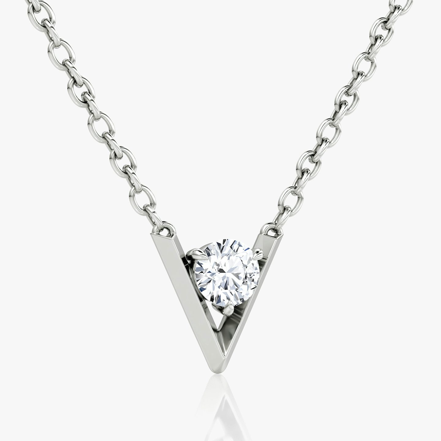 VRAI V Solitaire Necklace | Round Brilliant | Sterling Silver | caratWeight: 0.10ct