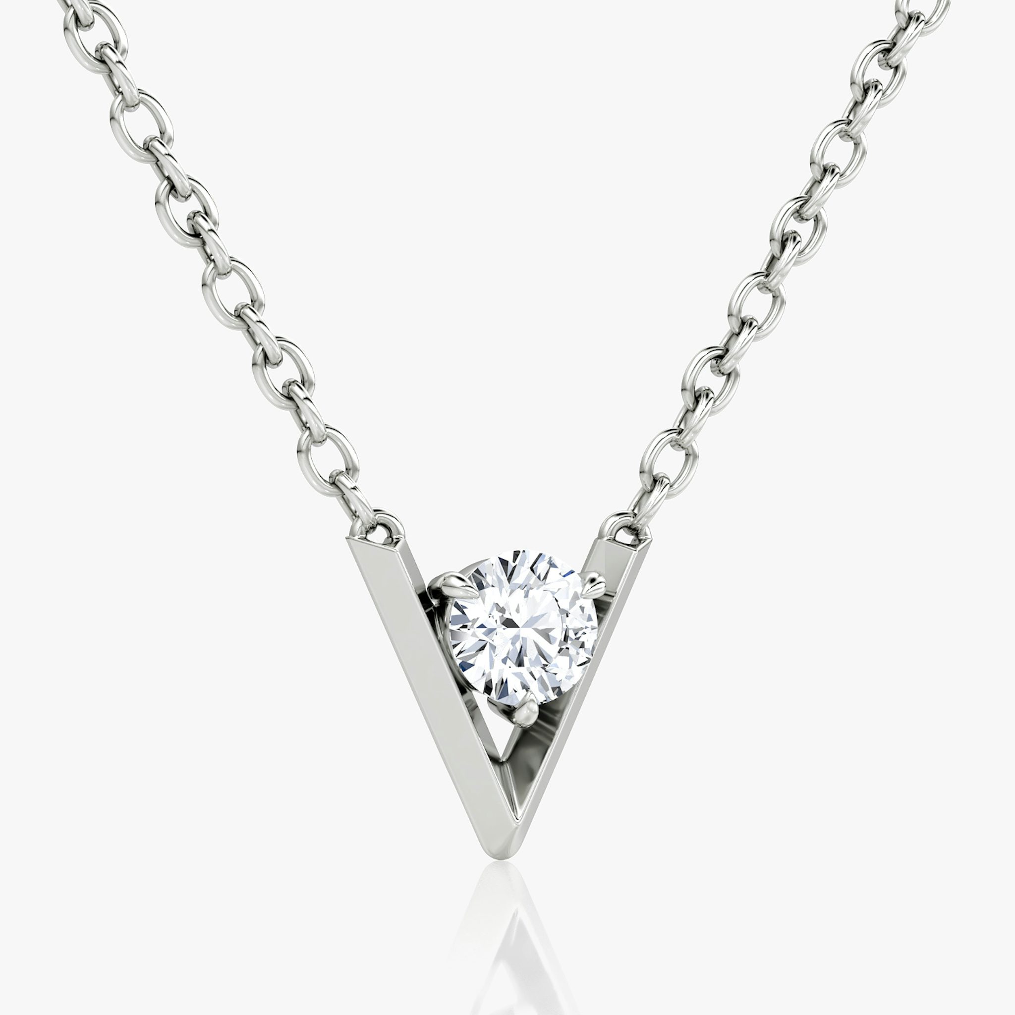 VRAI V Solitaire Necklace | Round Brilliant | 14k | White Gold | caratWeight: 0.10ct