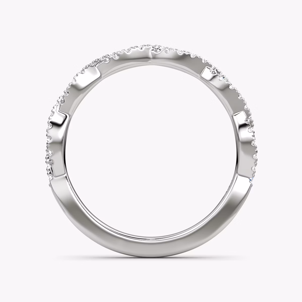 The Twisted Band | 18k | White Gold | bandAccent: Double pavé