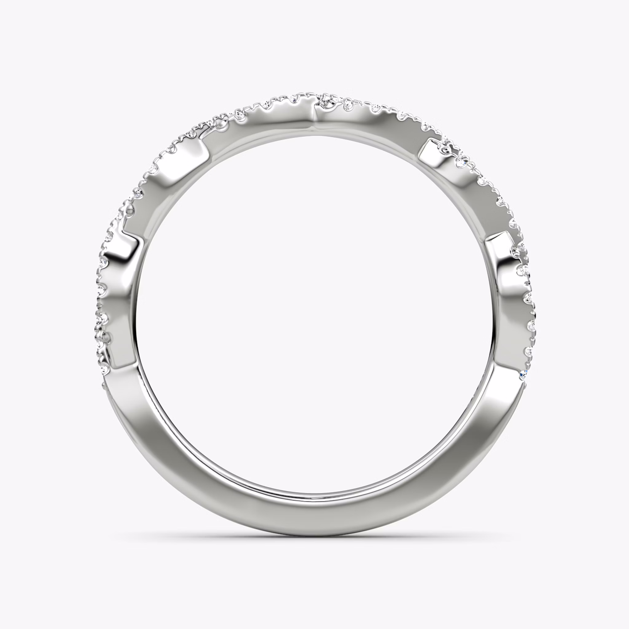 The Twisted Band | 18k | White Gold | bandAccent: Double pavé