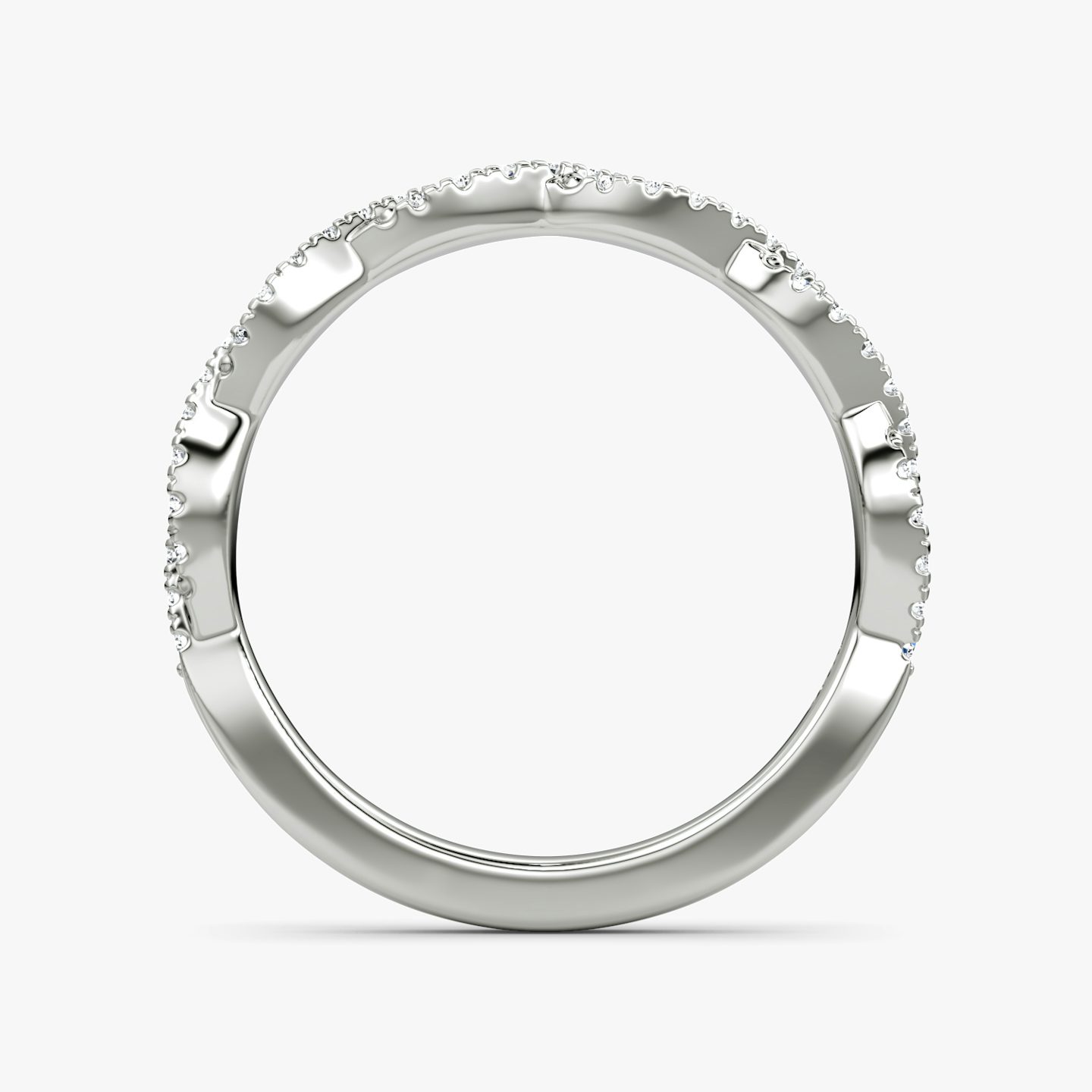 Alianza Twisted | Platino | bandAccent: Double pavé twisted