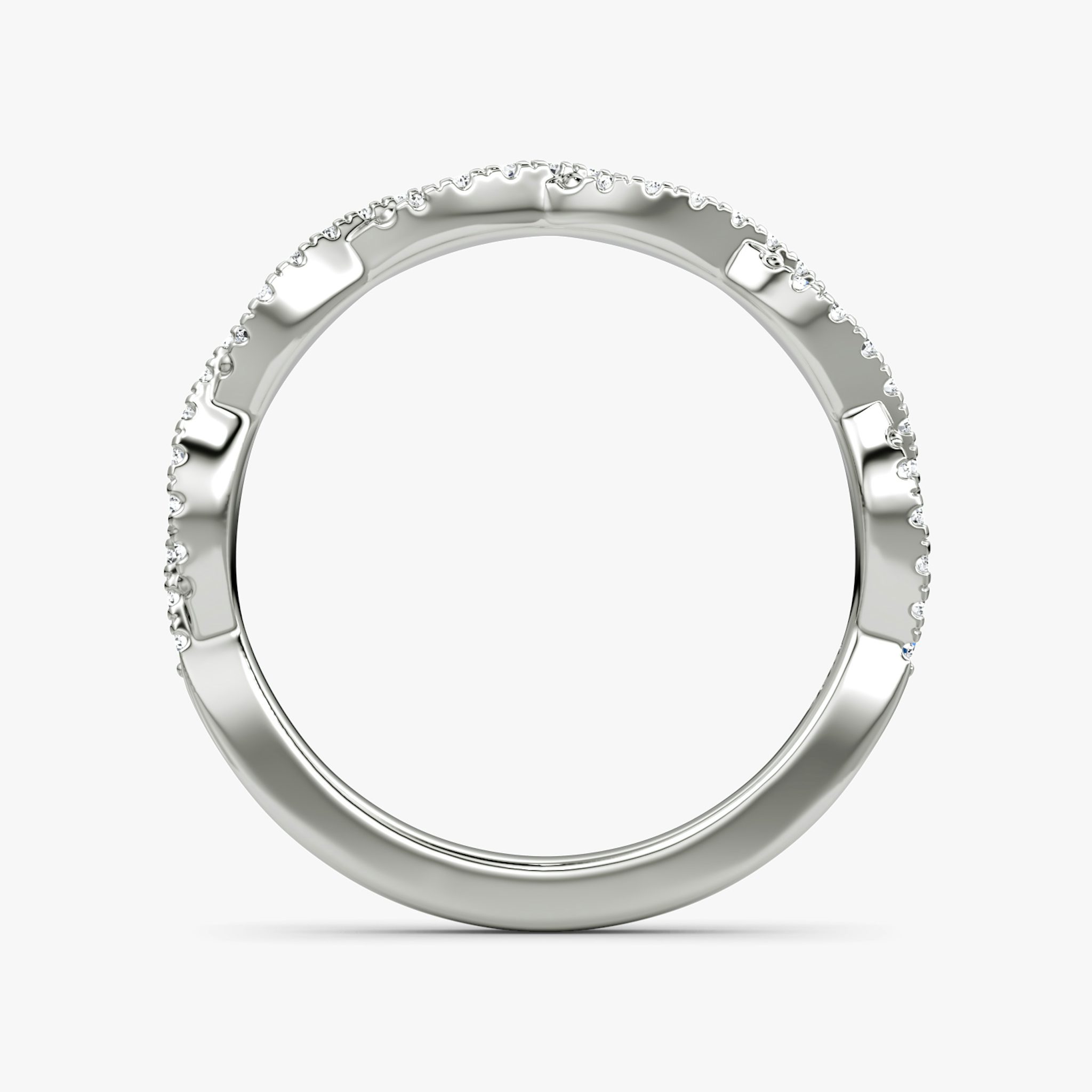 The Twisted Band | 18k | White Gold | bandAccent: Double pavé