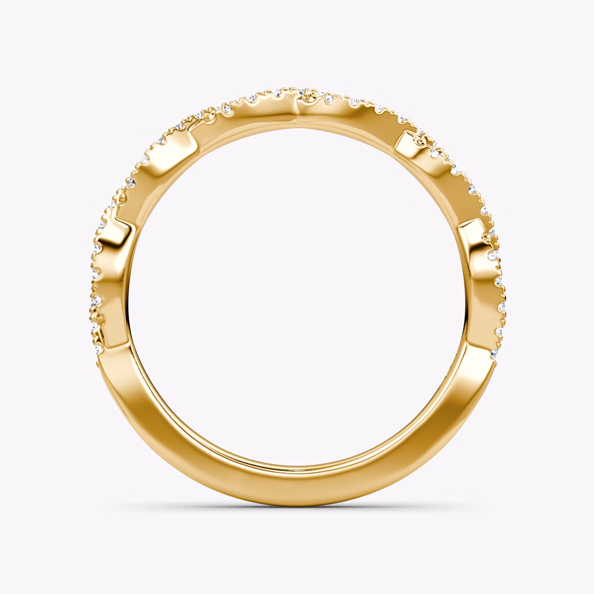 Alianza Twisted | 18k | Oro amarillo | bandAccent: Double pavé twisted