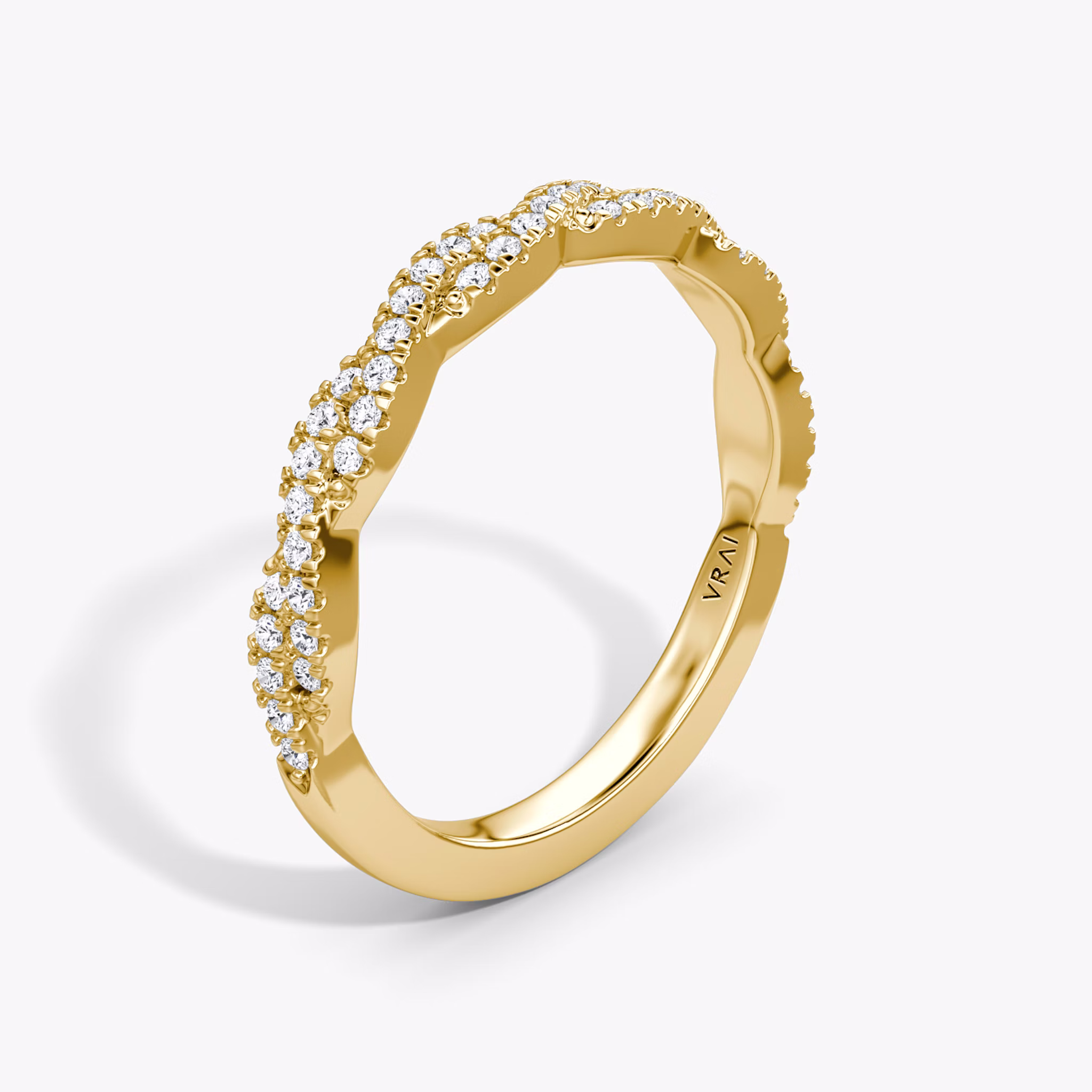 Twisted Ehering | 18k | Gelbgold | bandAccent: Mit doppeltem Pavé-Besatz