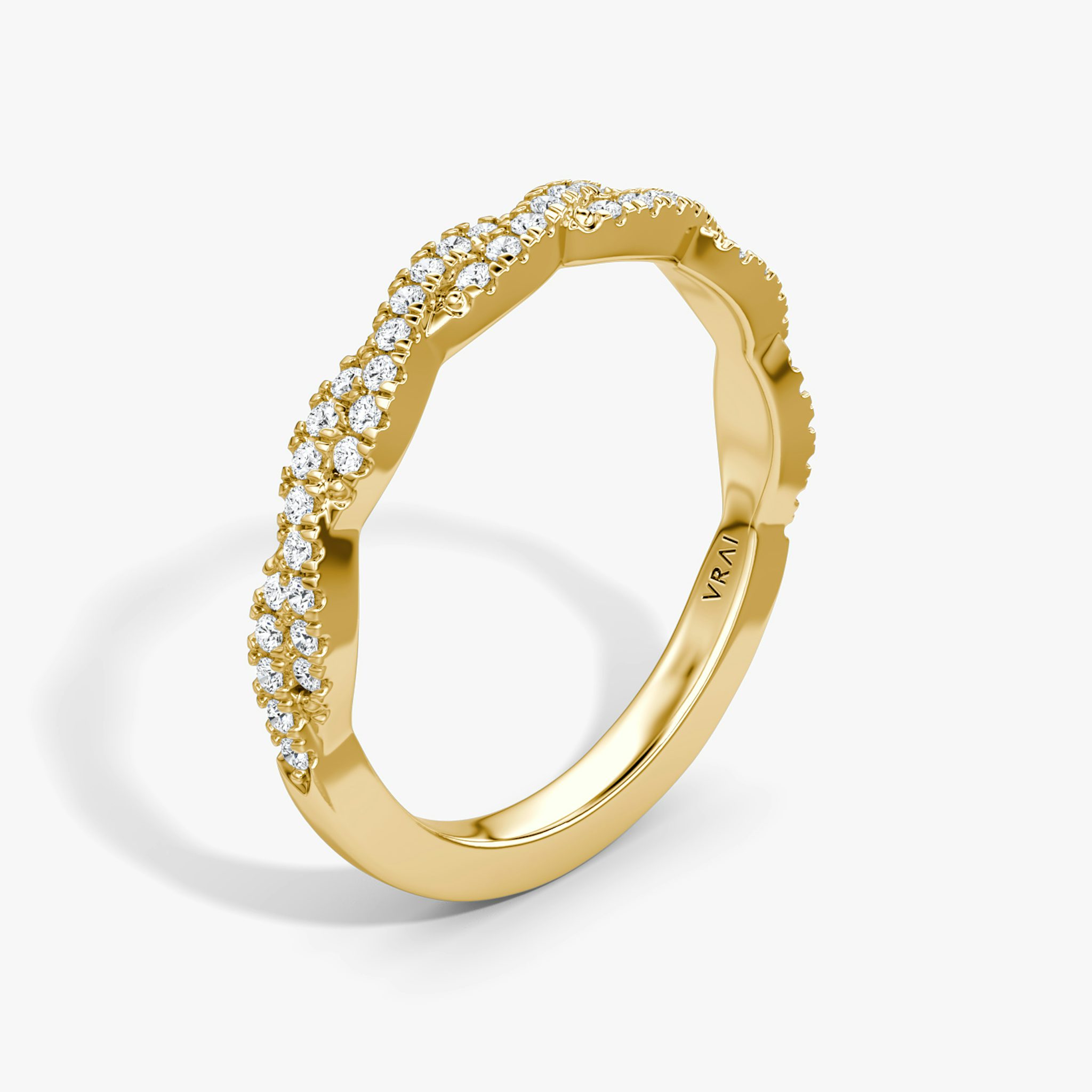 Twisted Ehering | 18k | Gelbgold | bandAccent: Mit doppeltem Pavé-Besatz