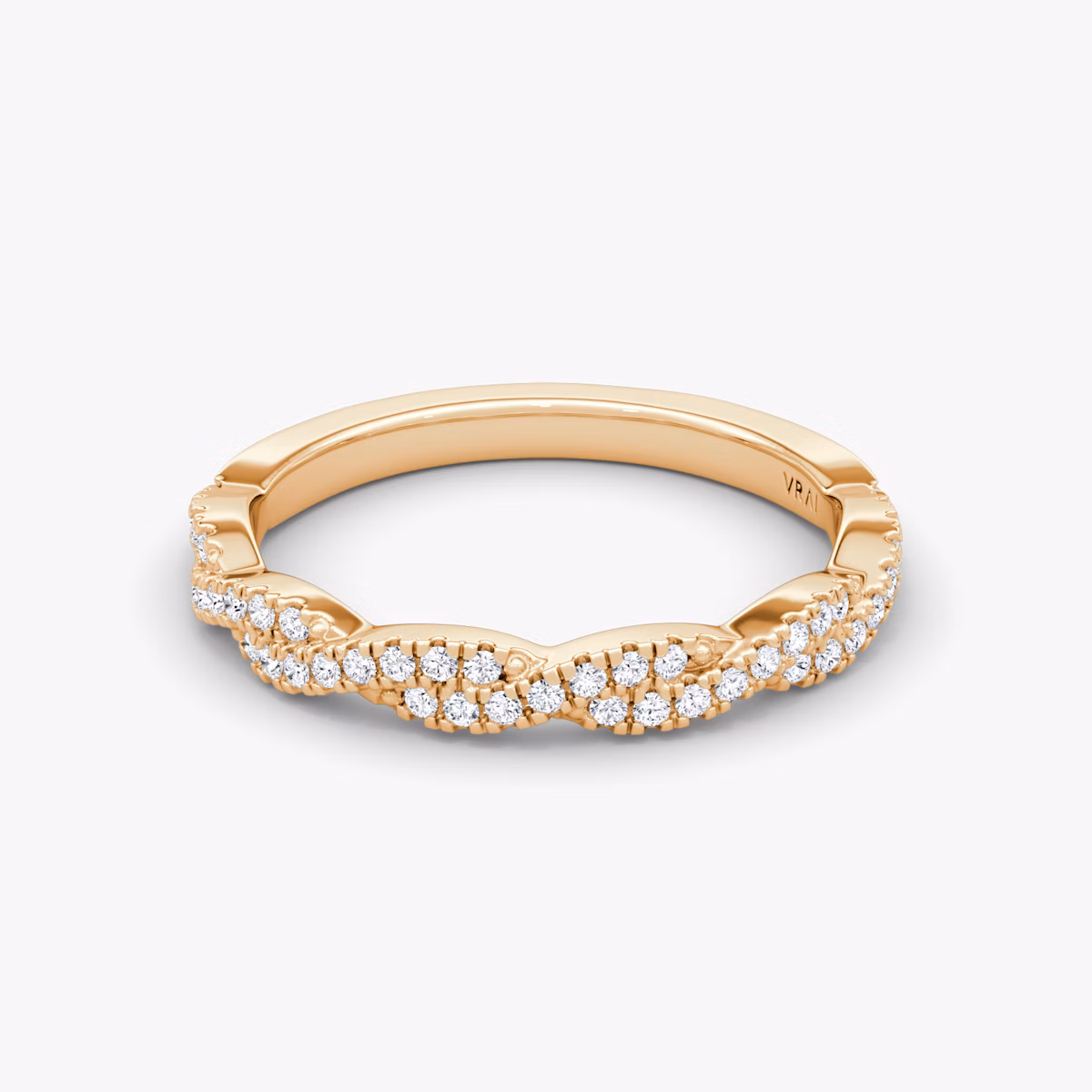 The Twisted Band | 14k | Rose Gold | bandAccent: Double pavé