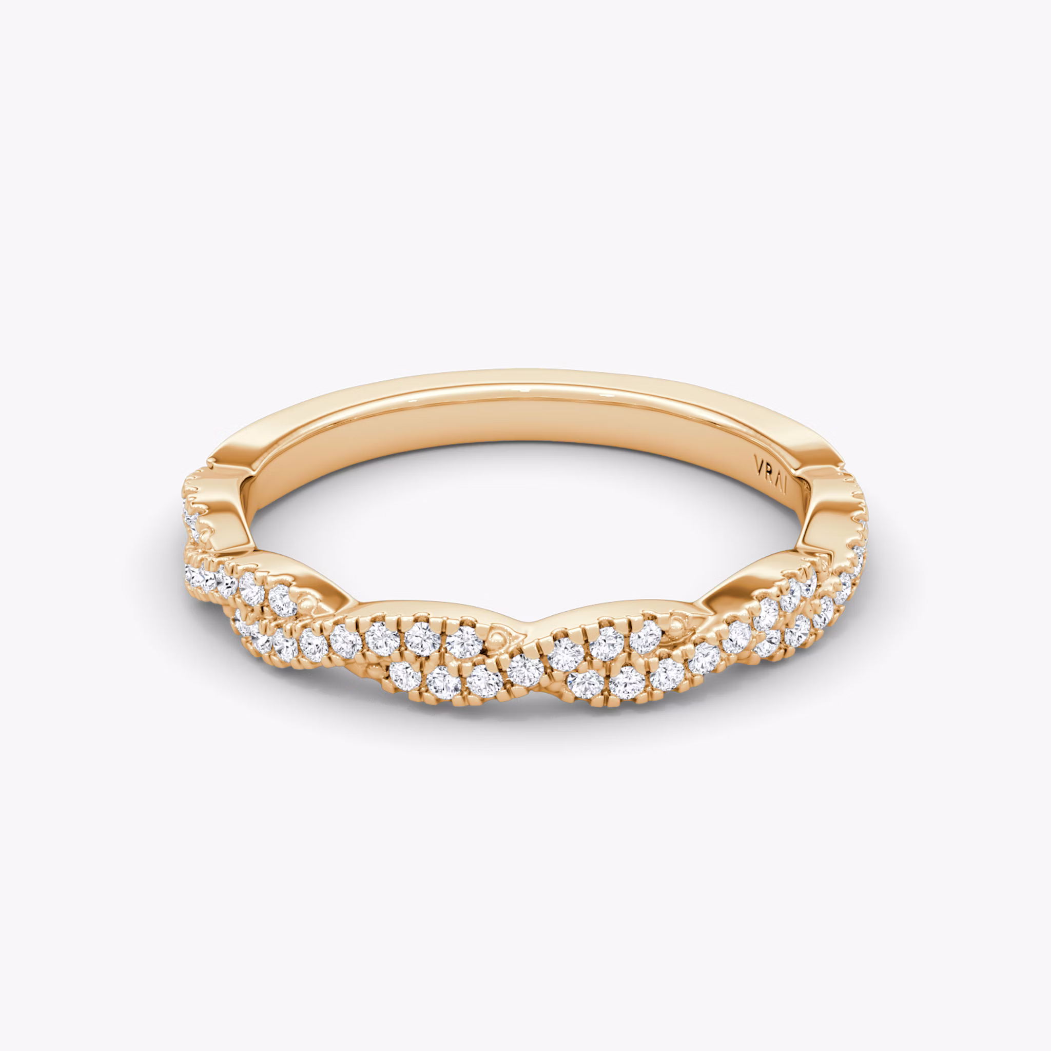 The Twisted Band | 14k | Rose Gold | bandAccent: Double pavé