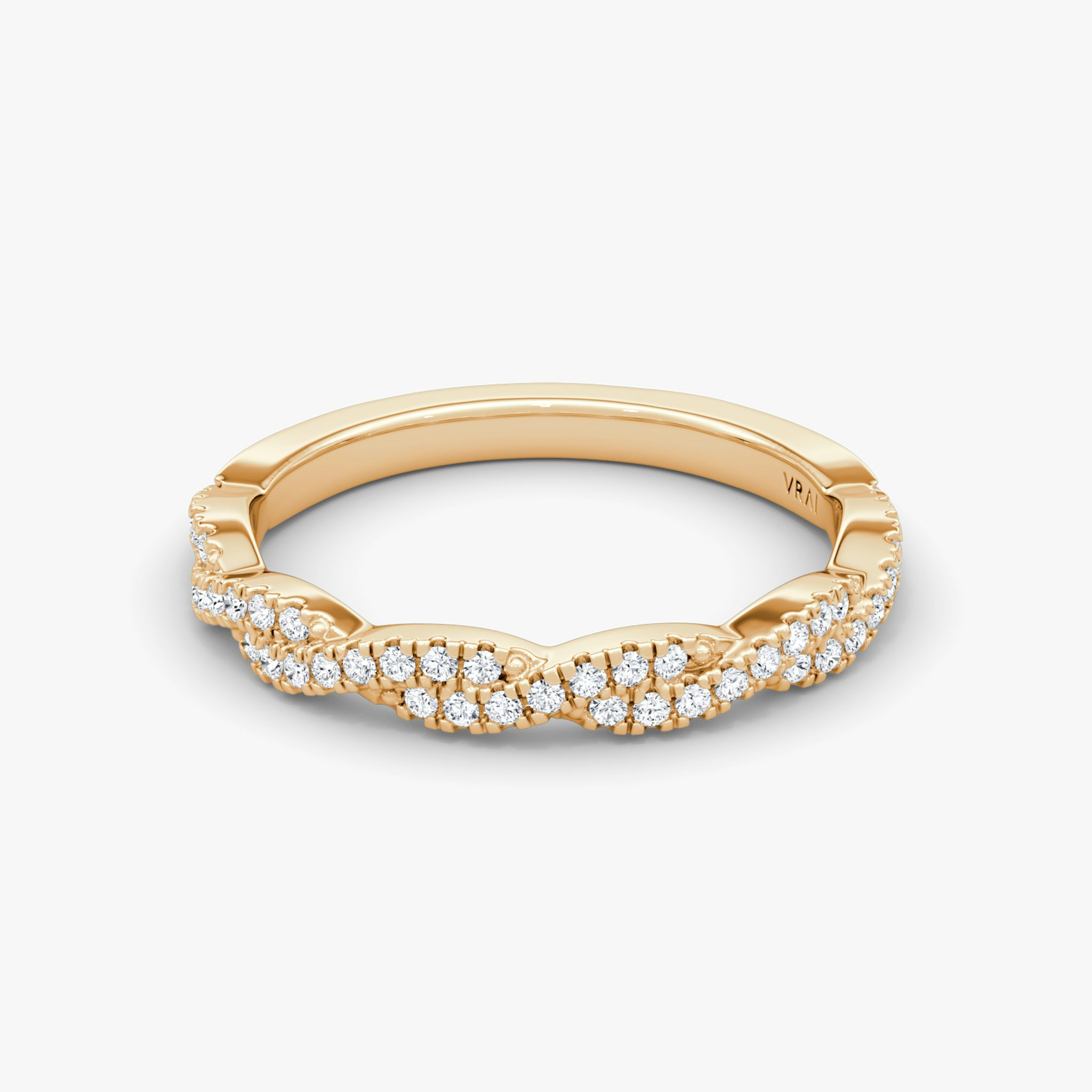 The Twisted Band | 14k | Rose Gold | bandAccent: Double pavé