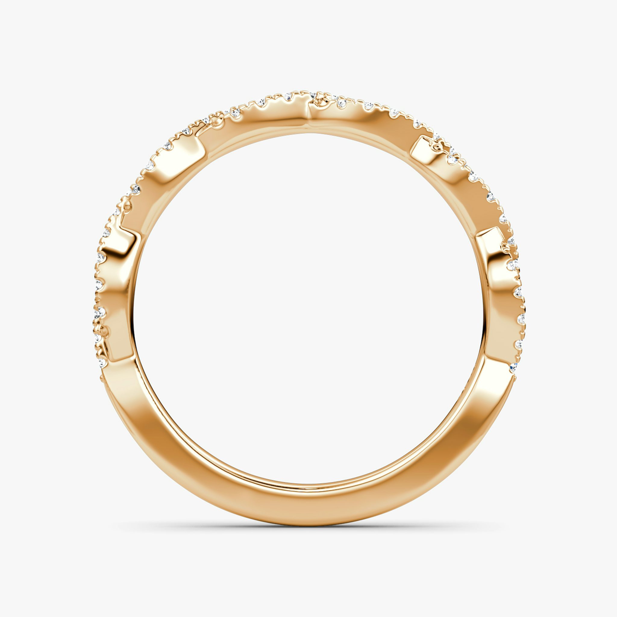 The Twisted Band | 14k | Rose Gold | bandAccent: Double pavé