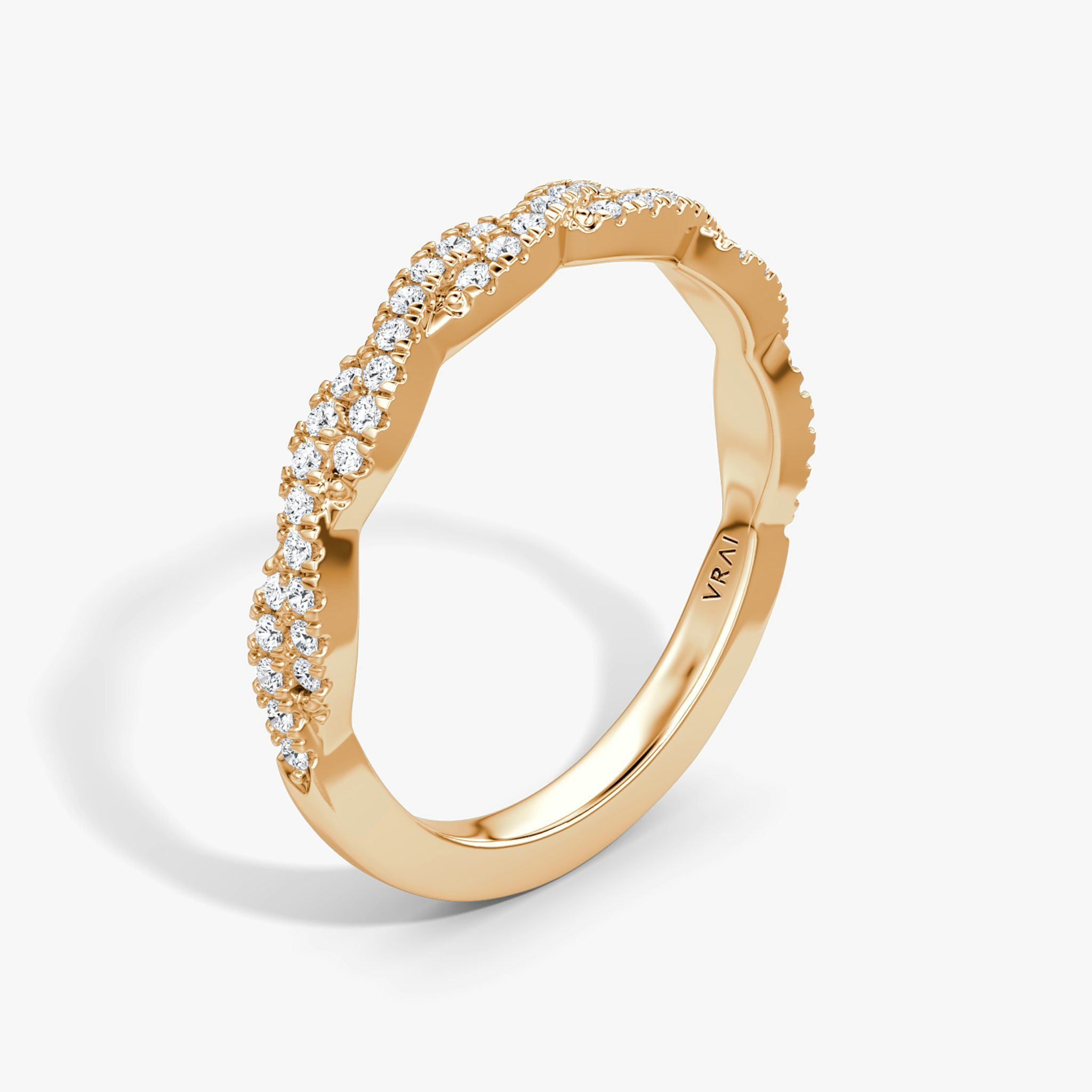 The Twisted Band | 14k | Rose Gold | bandAccent: Double pavé