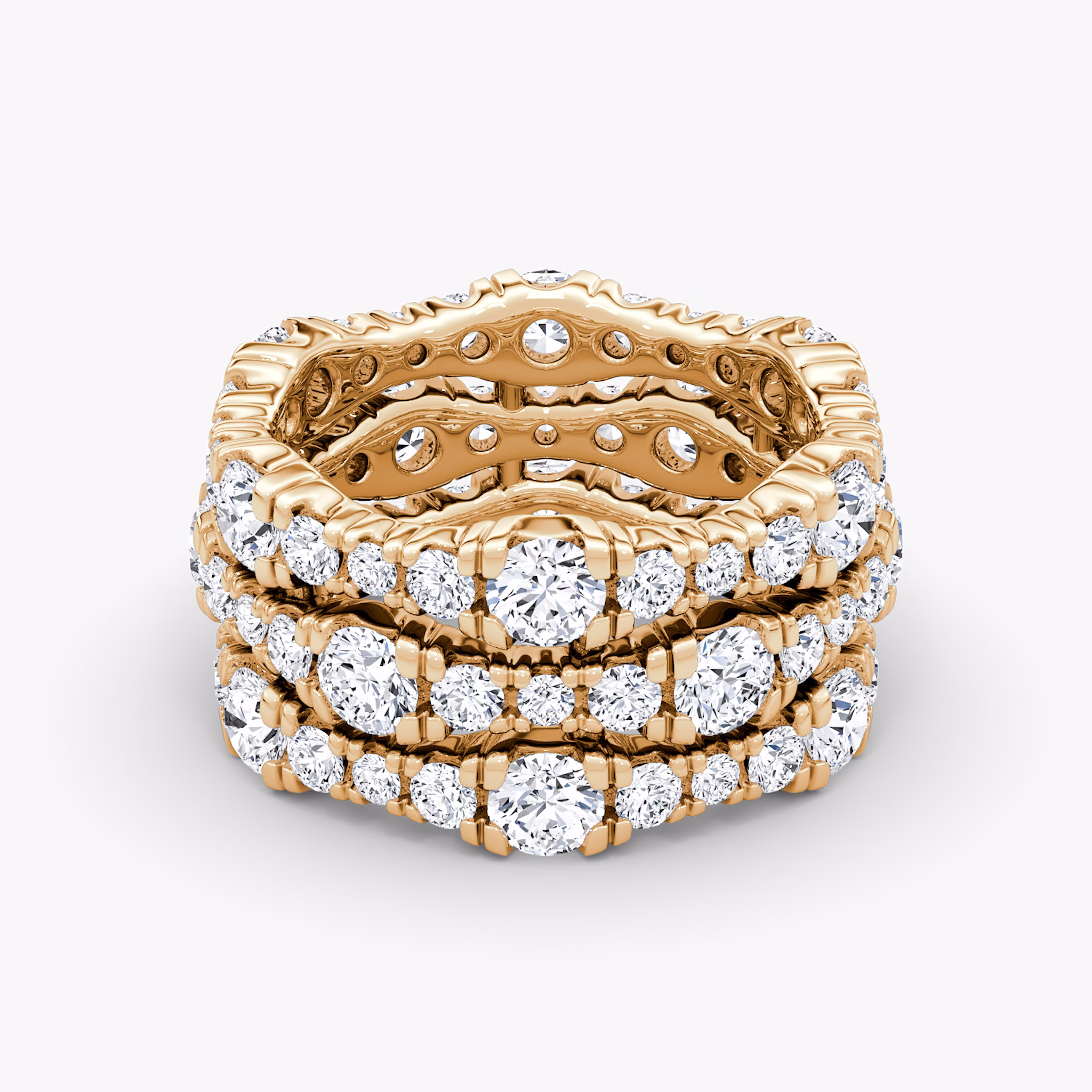 Multi Row Pavé Ring | Round Brilliant | 14k | Rose Gold | diamondCount: 3
