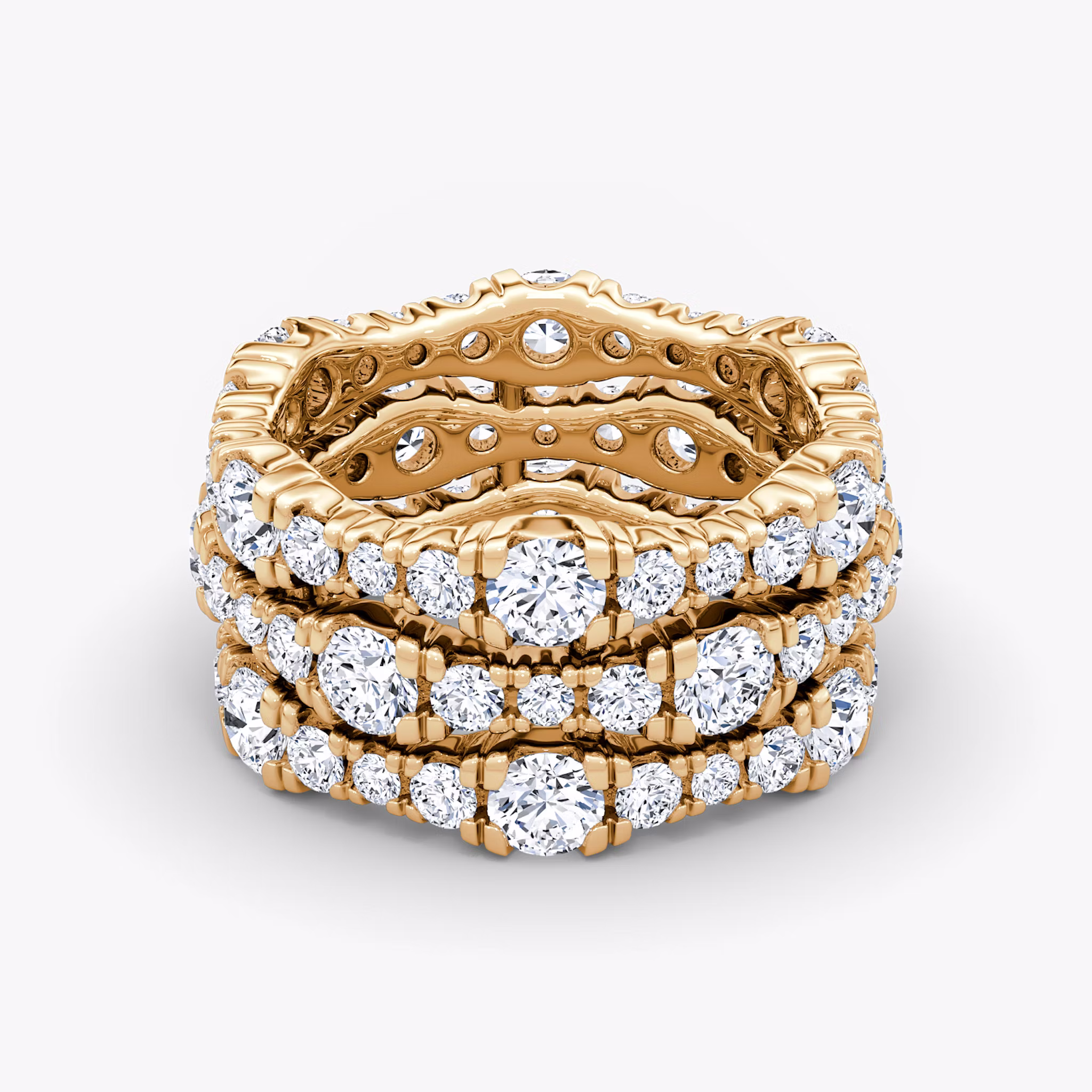 Multi Row Pavé Ring Round Brilliant | Rose Gold