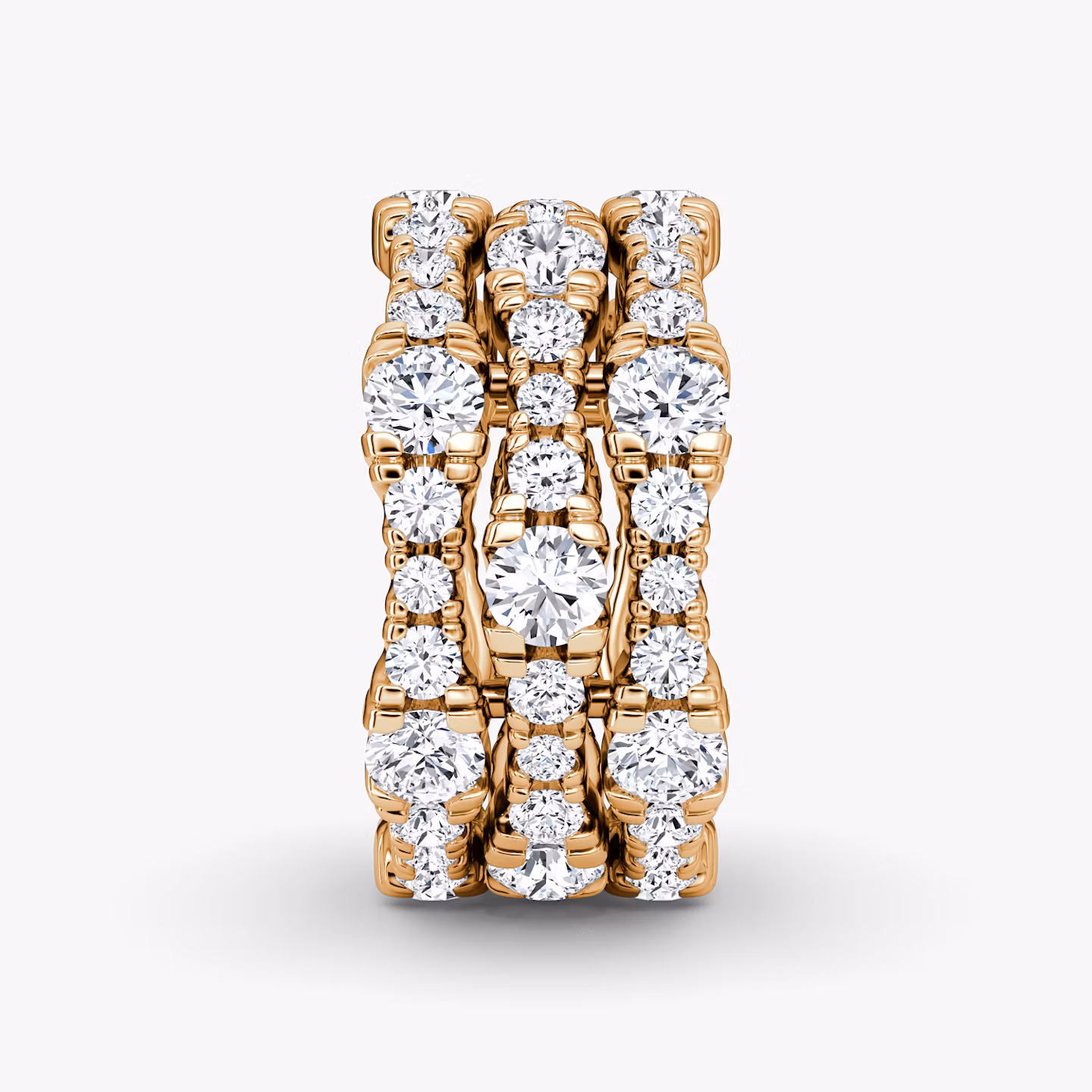 Multi Row Pavé Ring | Round Brilliant | 14k | Rose Gold | diamondCount: 3