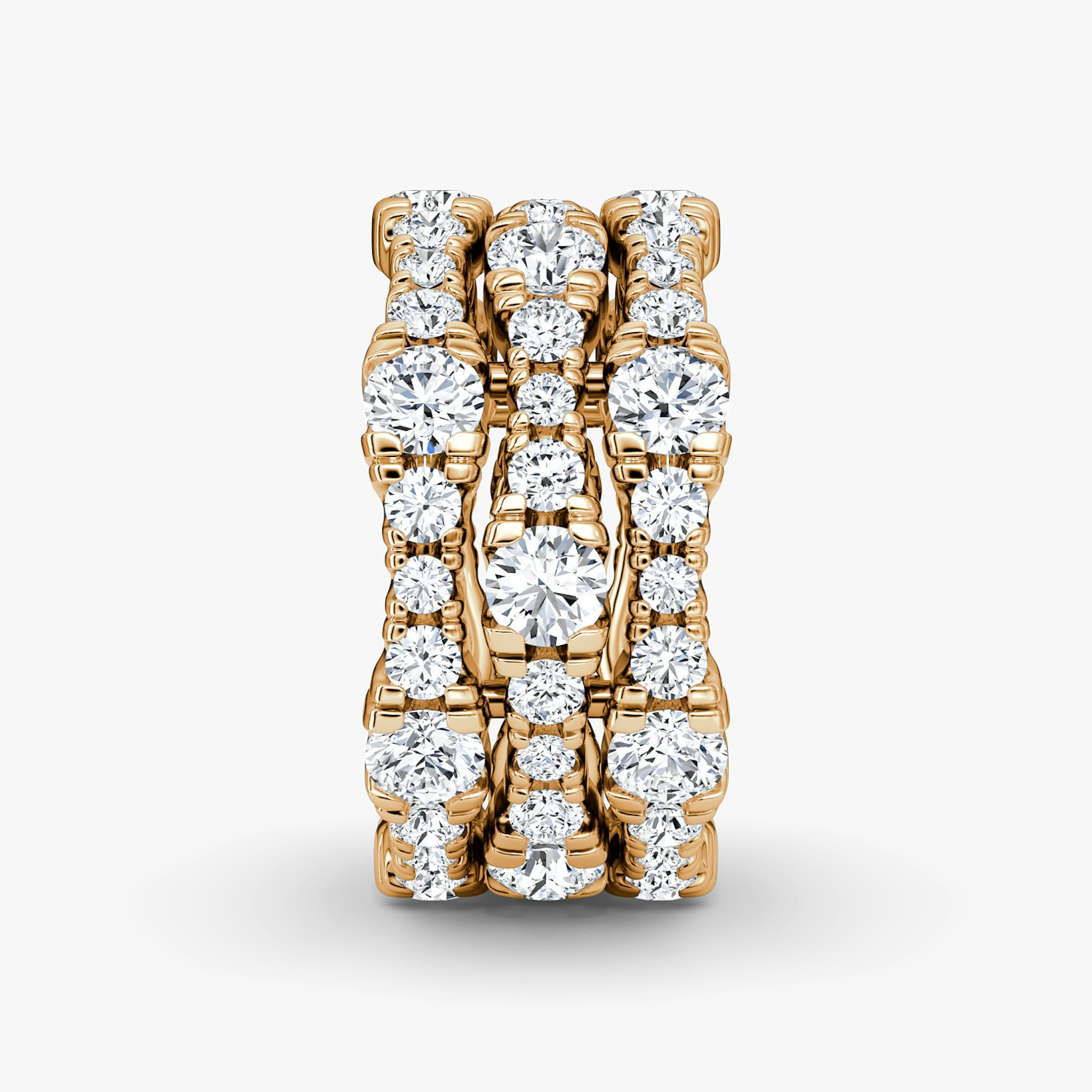 Multi Row Pavé Ring | Round Brilliant | 14k | Rose Gold | diamondCount: 3