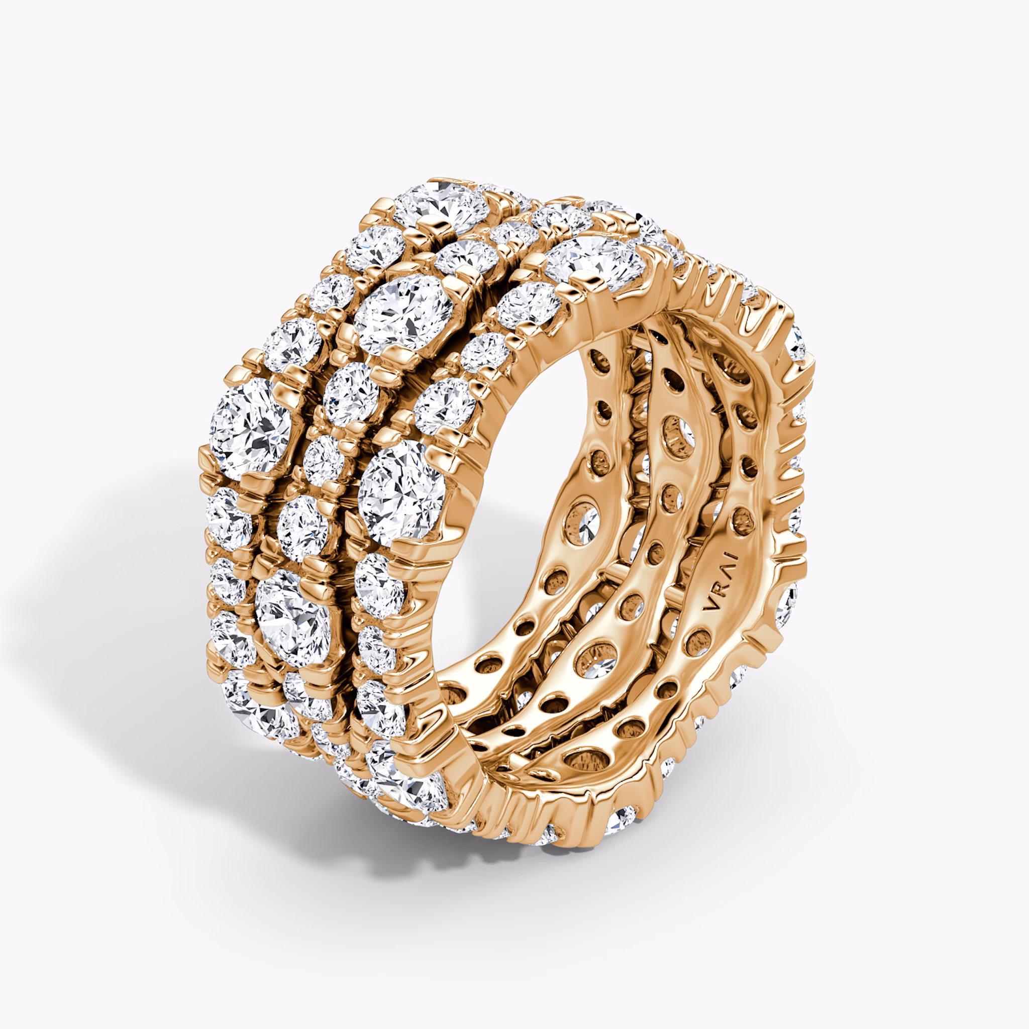 Multi Row Pavé Ring | Round Brilliant | 14k | Rose Gold | diamondCount: 3
