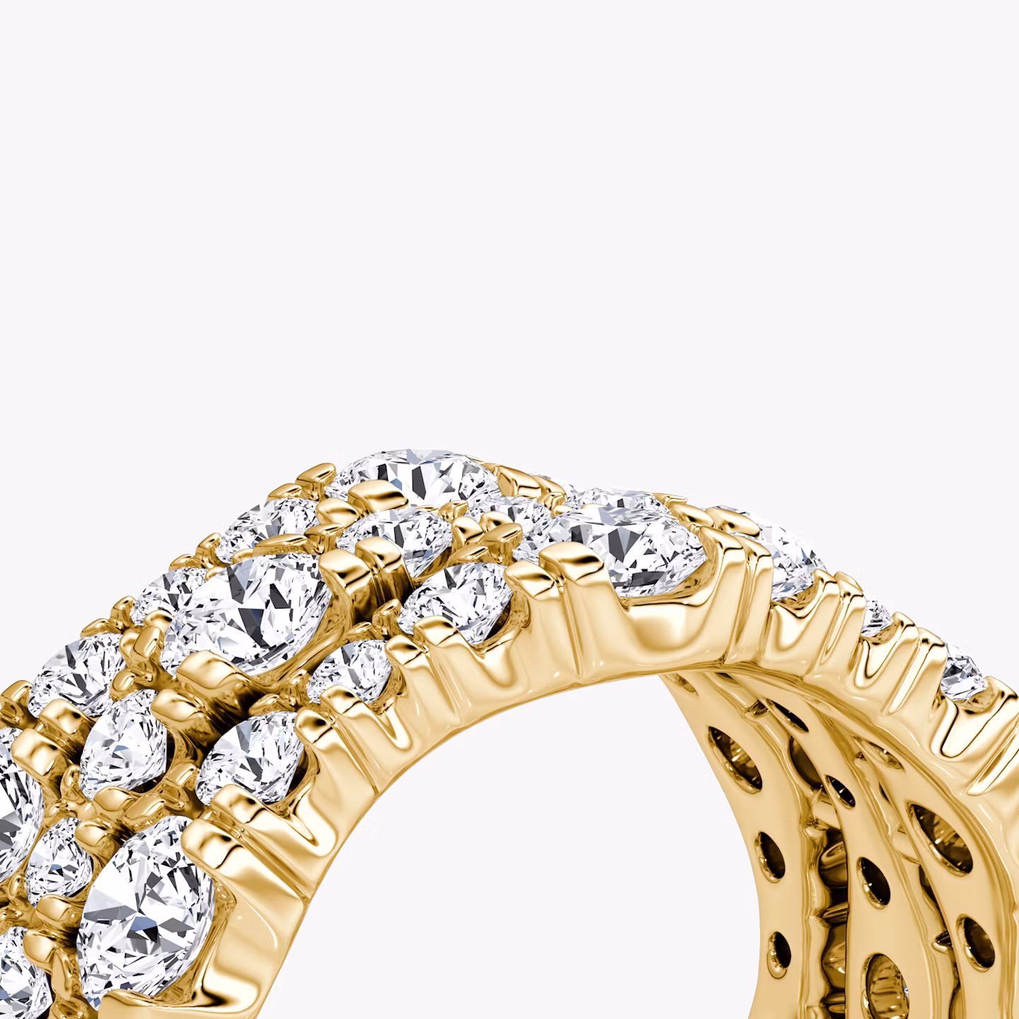 Multi Row Pavé Ring | Round Brilliant | 14k | Yellow Gold | diamondCount: 3