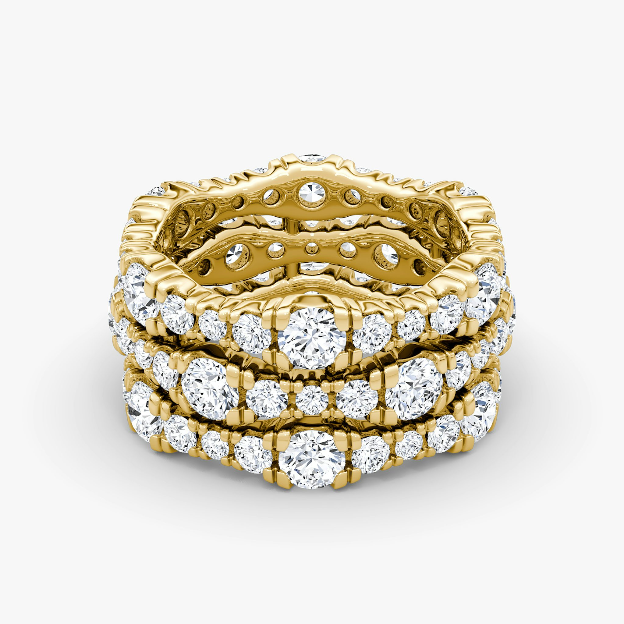 Multi Row Pavé Ring | Round Brilliant | 14k | Yellow Gold | diamondCount: 3