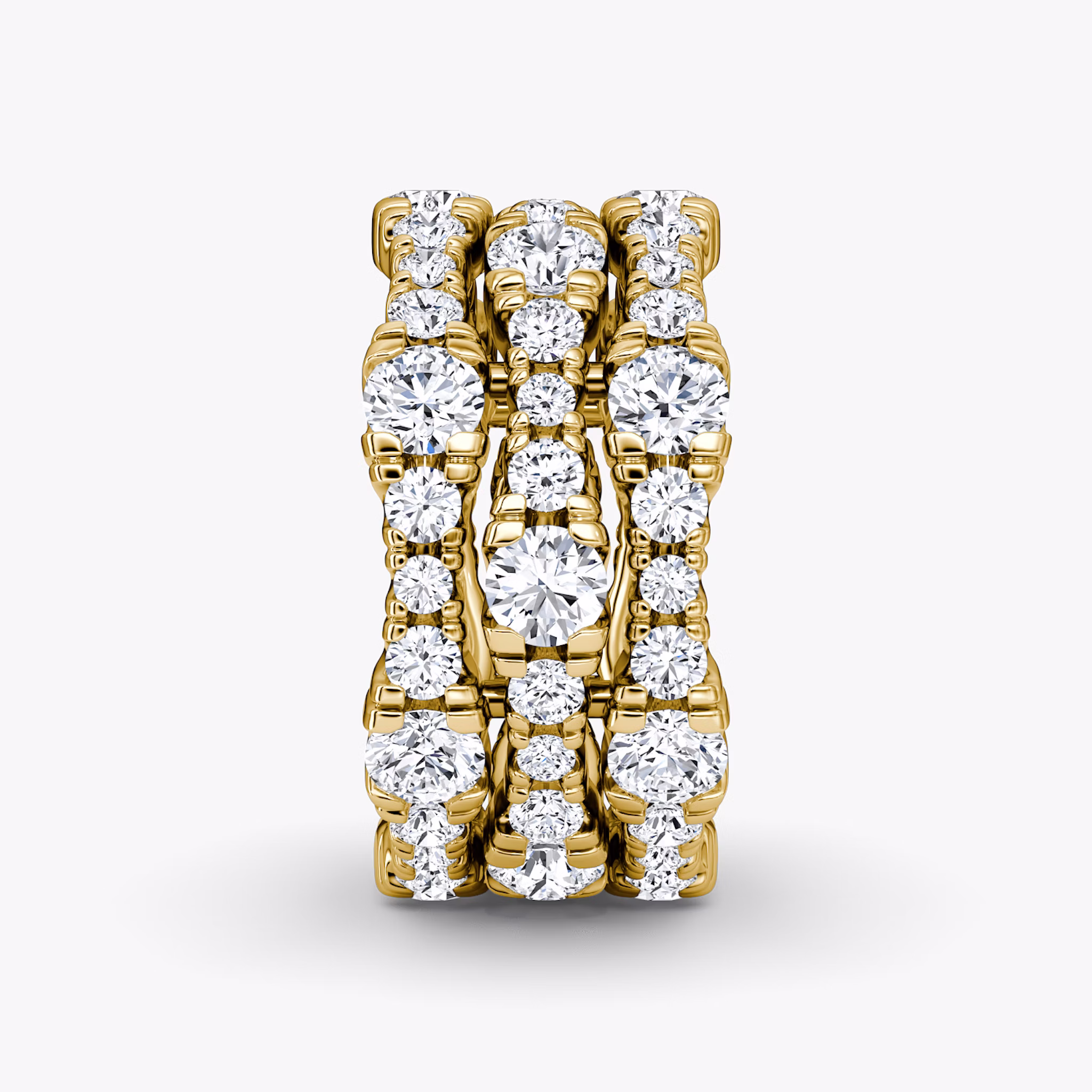 Multi Row Pavé Ring | Round Brilliant | 14k | Yellow Gold | diamondCount: 3