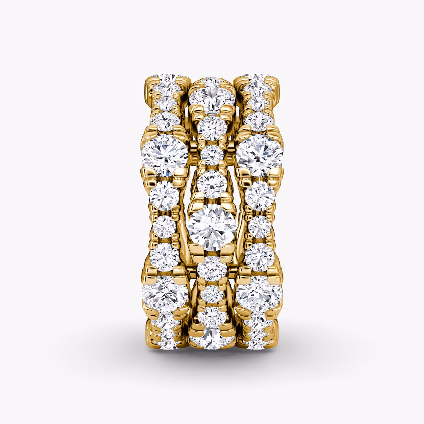 Multi Row Pavé Ring | Round Brilliant | 14k | Yellow Gold | diamondCount: 3