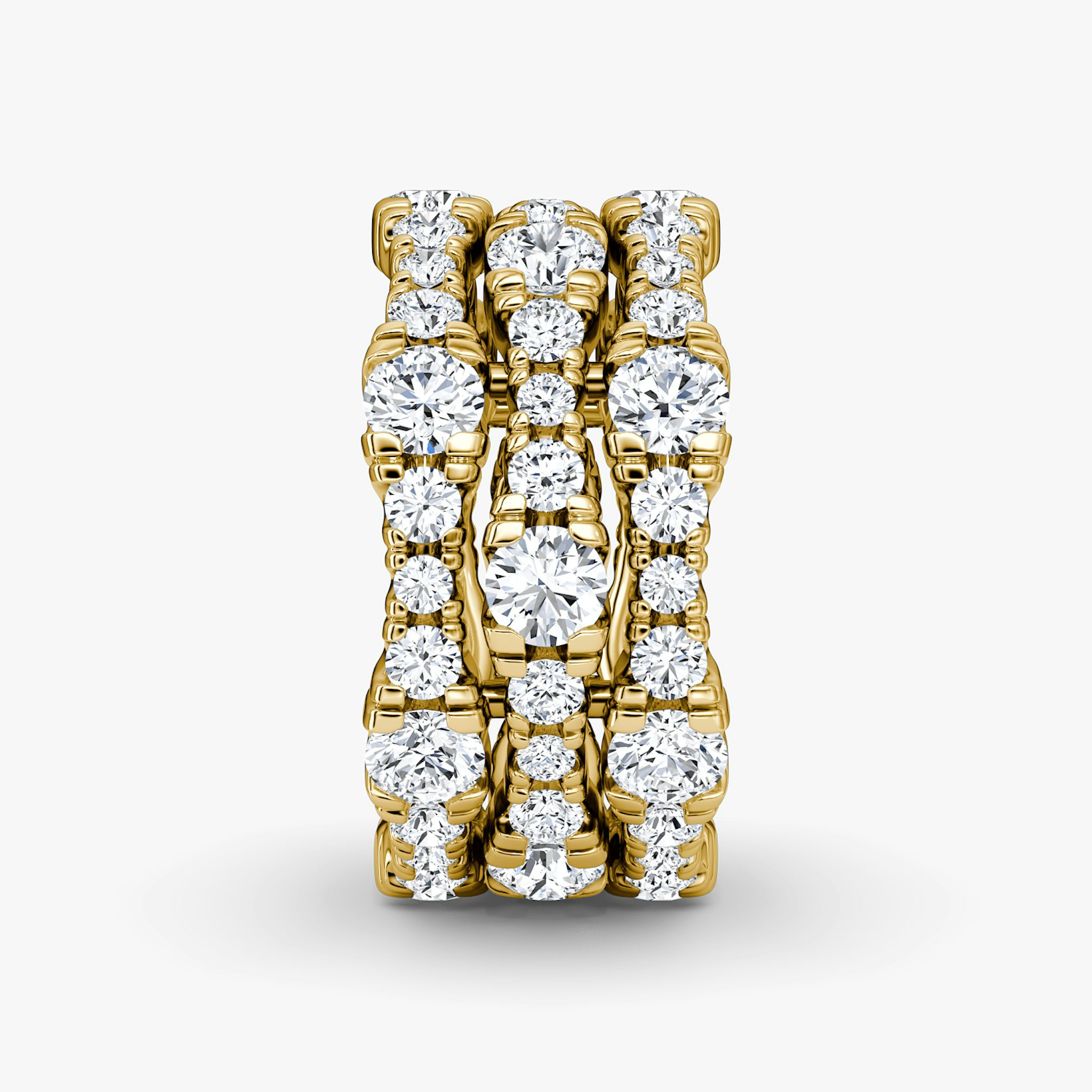 Multi Row Pavé Ring | Round Brilliant | 14k | Yellow Gold | diamondCount: 3