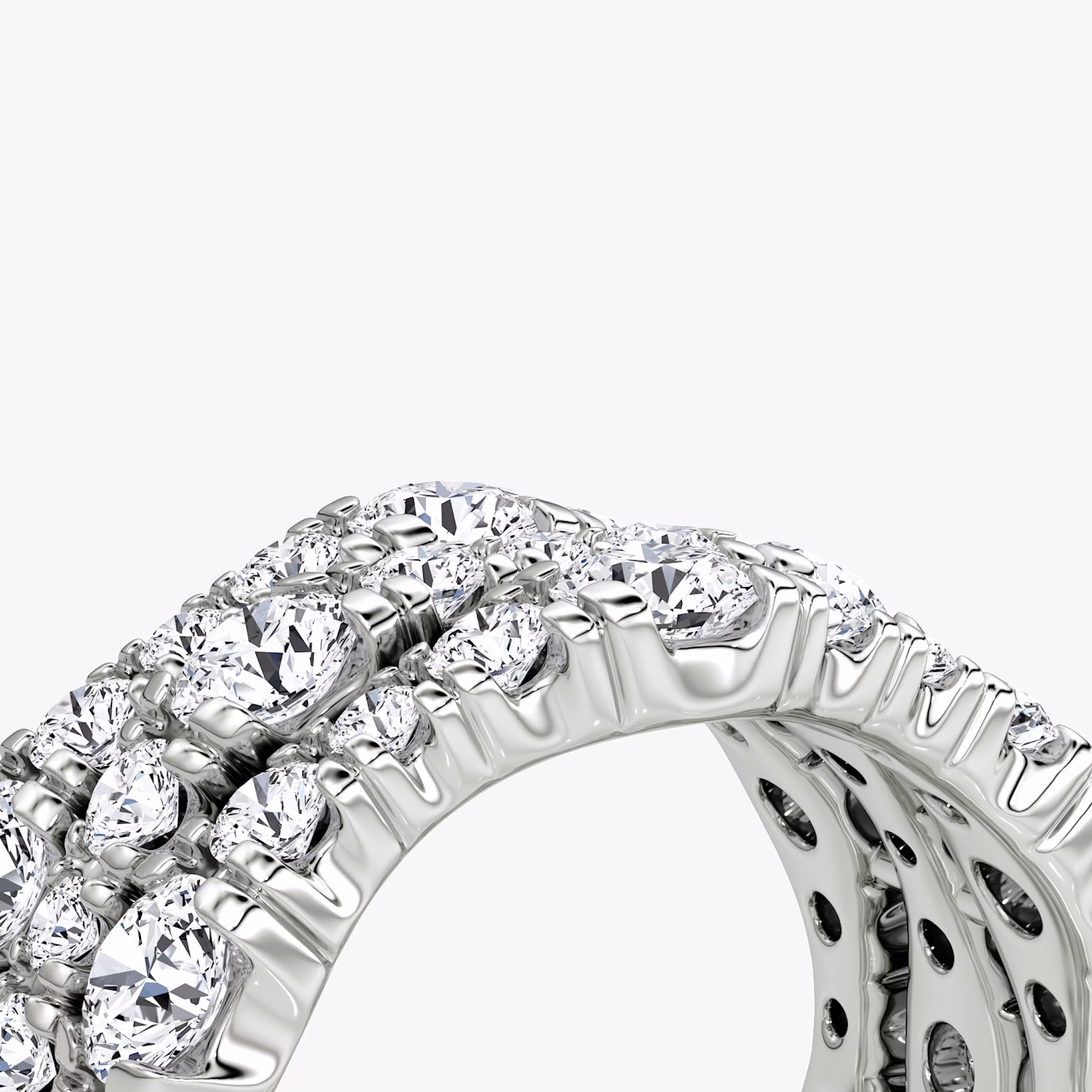 Multi Row Pavé Ring | Round Brilliant | 14k | White Gold | diamondCount: 3