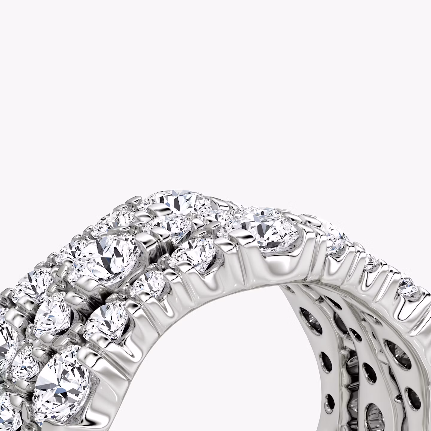 Multi Row Pavé Ring | Round Brilliant | 14k | White Gold | diamondCount: 3