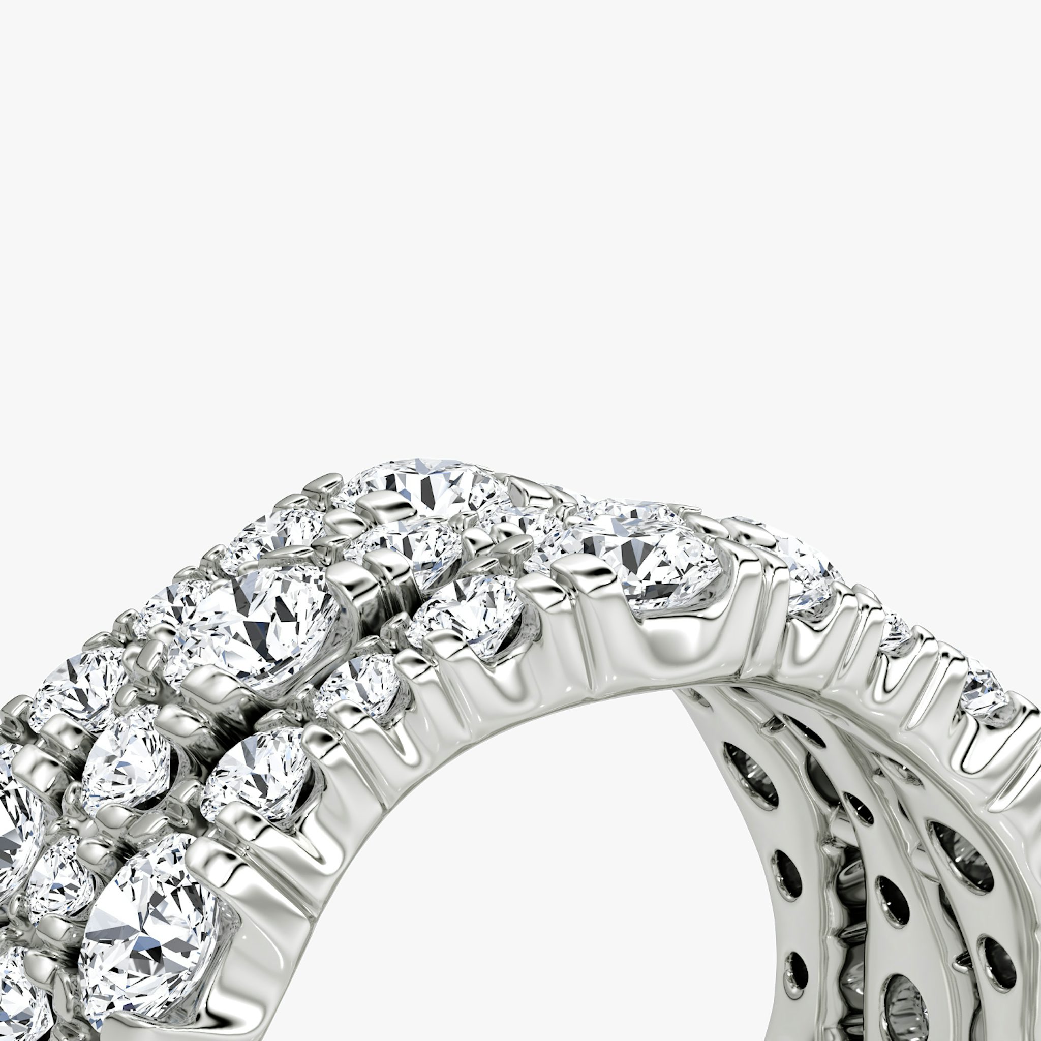 Multi Row Pavé Ring | Round Brilliant | 14k | White Gold | diamondCount: 3