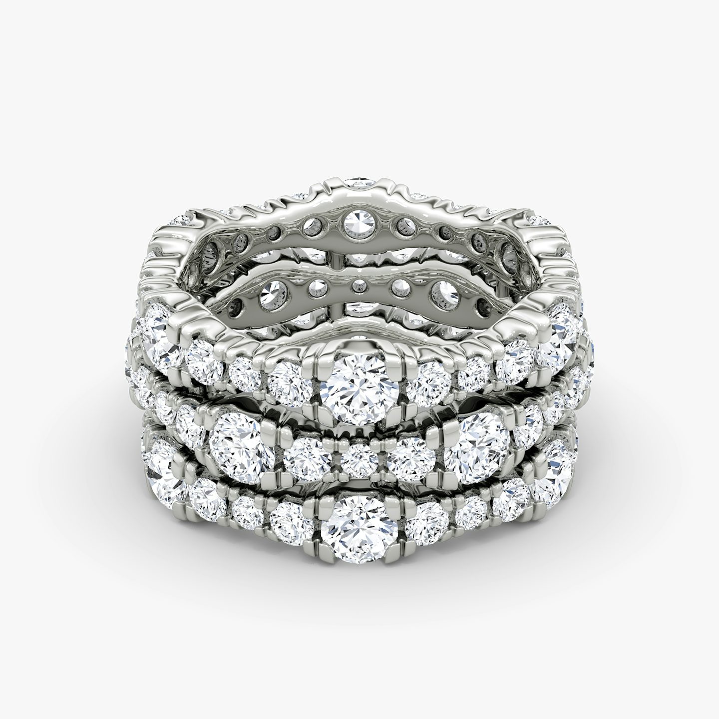 Multi Row Pavé Ring | Round Brilliant | 14k | White Gold | diamondCount: 3
